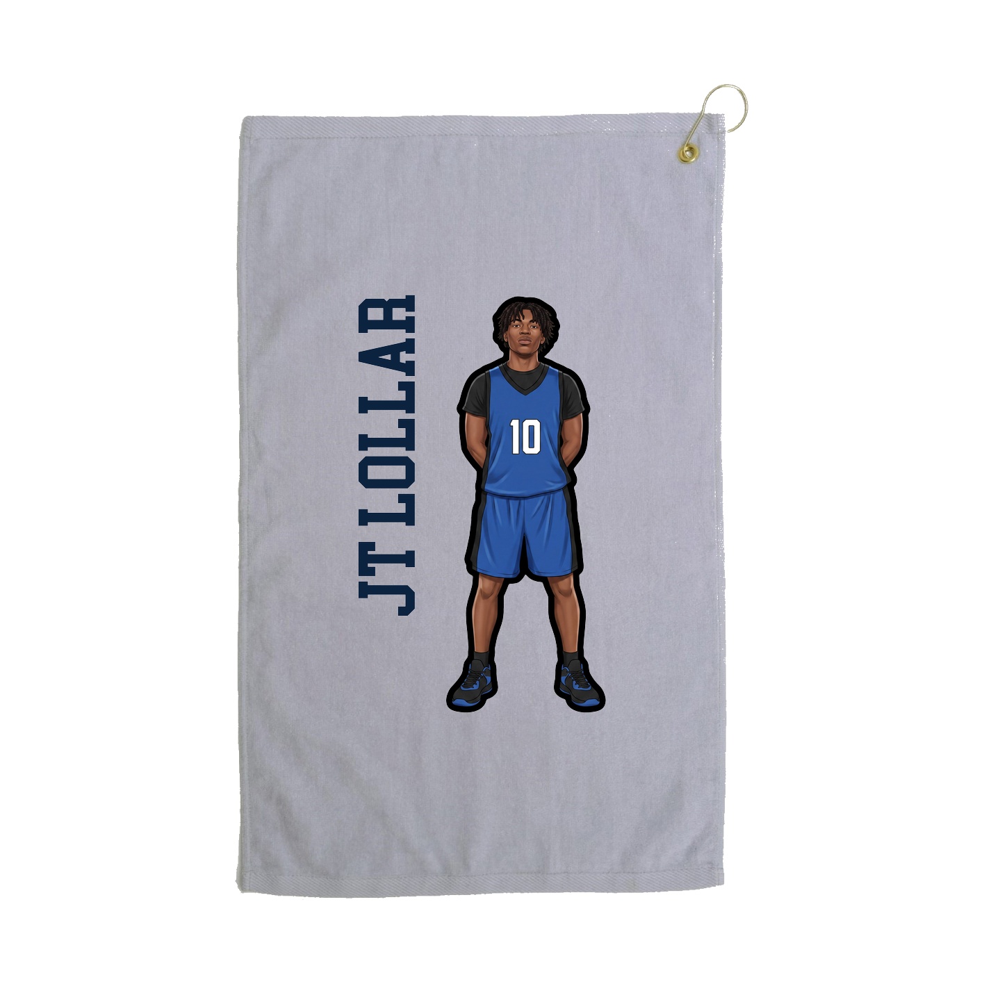 Golf Towel — Name Vertical in Grey