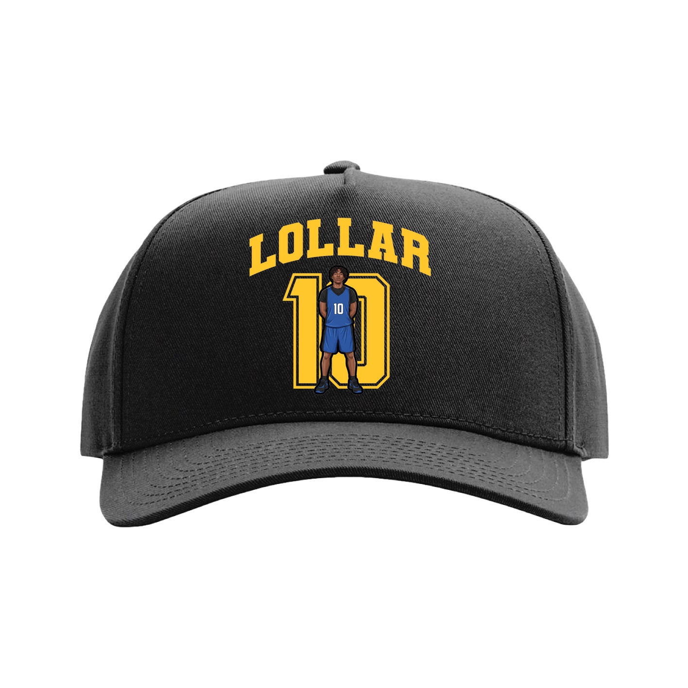 Full Fabric Five-Panel Champ Cap — Number in Black