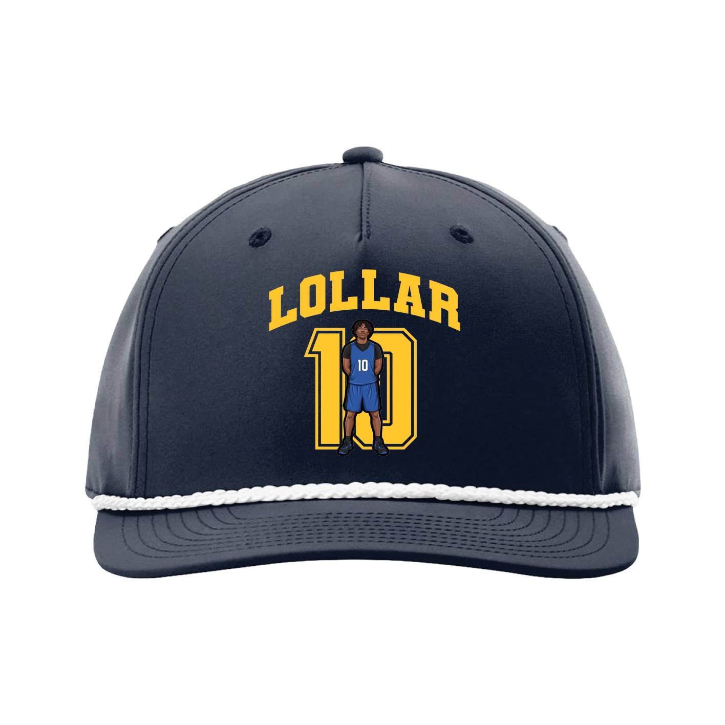 Five-Panel Classic Rope Cap — Number in Navy