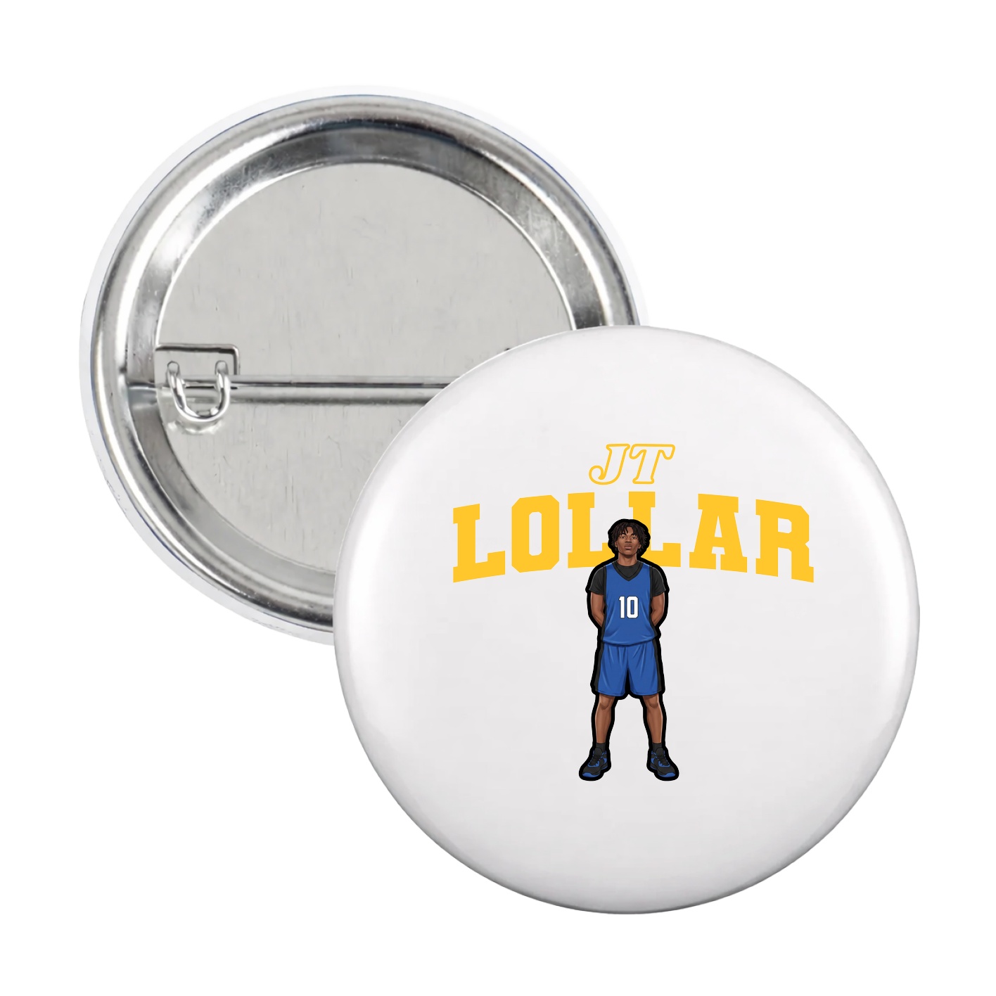 Game Day Button — Name Arch in White