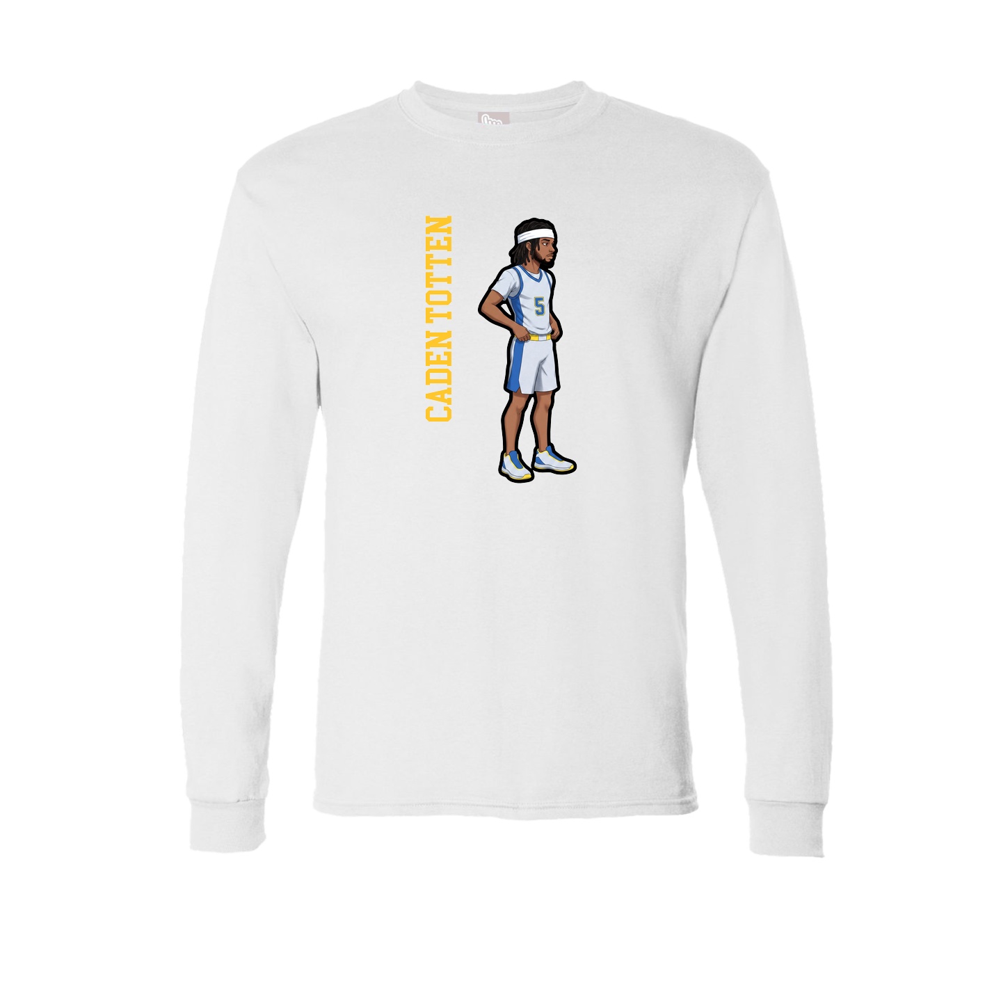 Long Sleeve Tee — Name Vertical in White