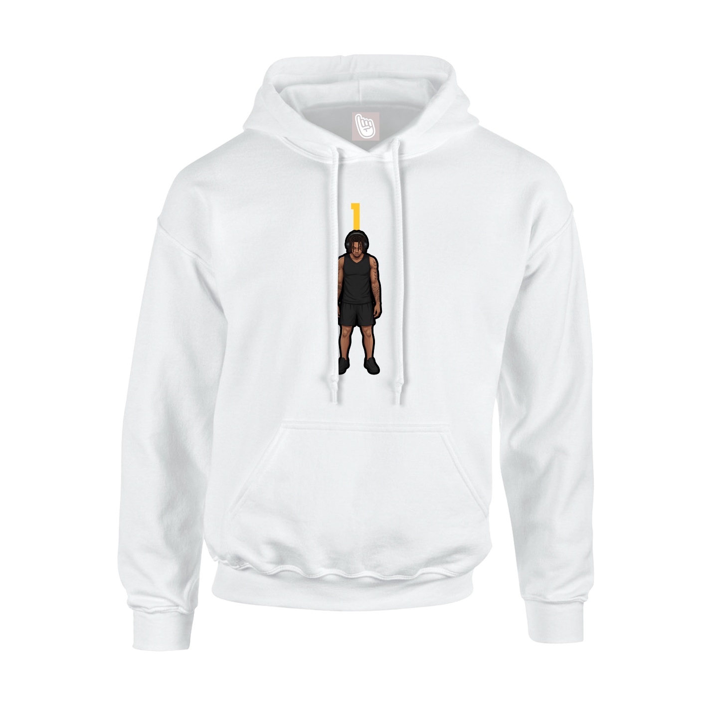 Youth Hoodie — Number Top in White