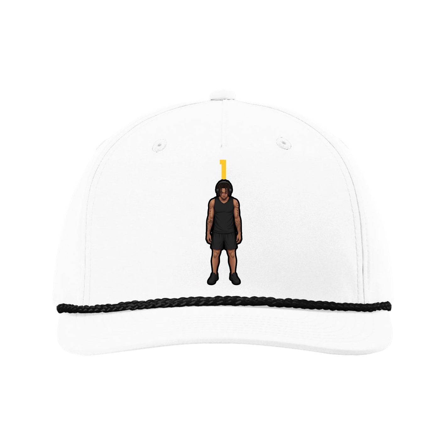 Five-Panel Classic Rope Cap — Number Top in White