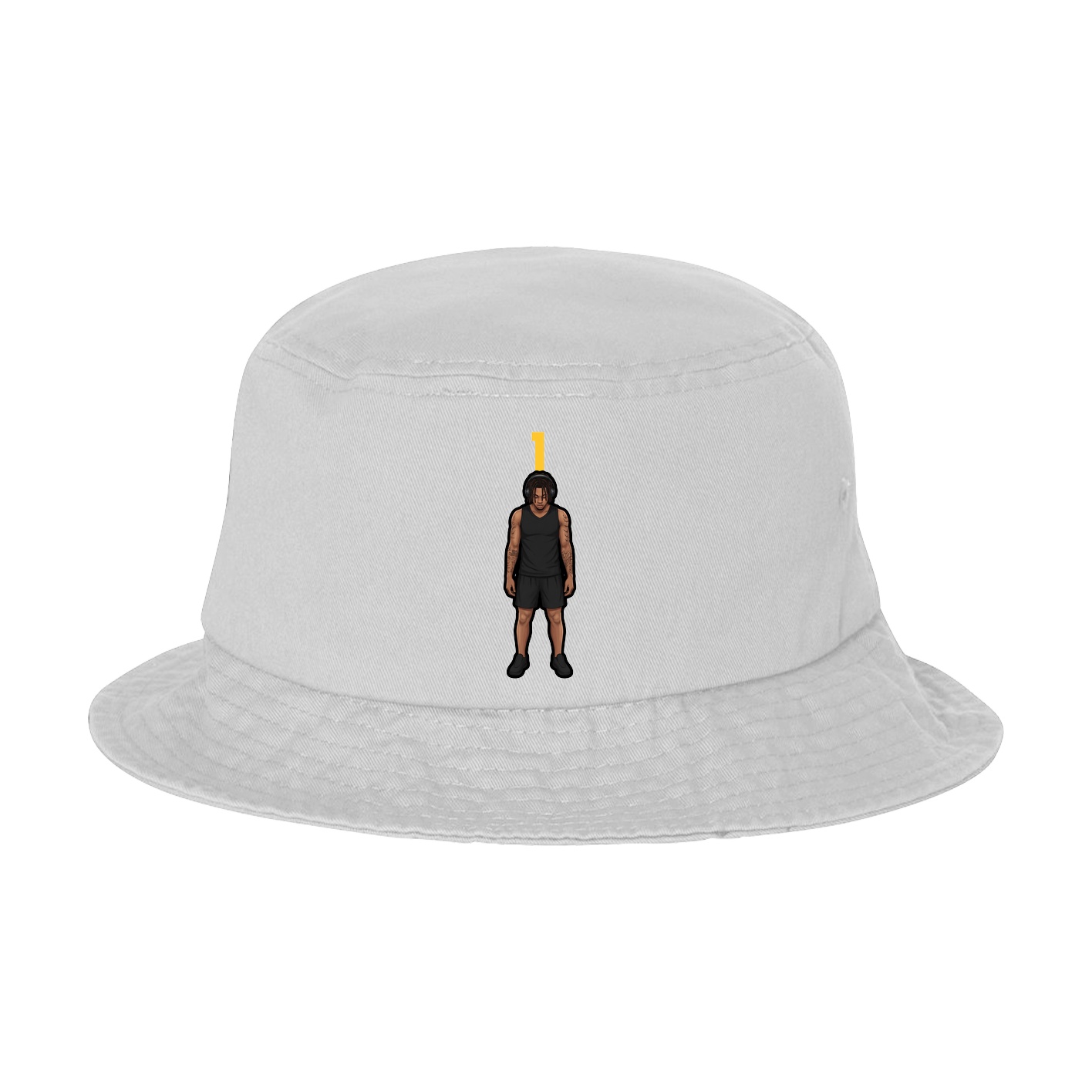 Bucket Cap — Number Top in White