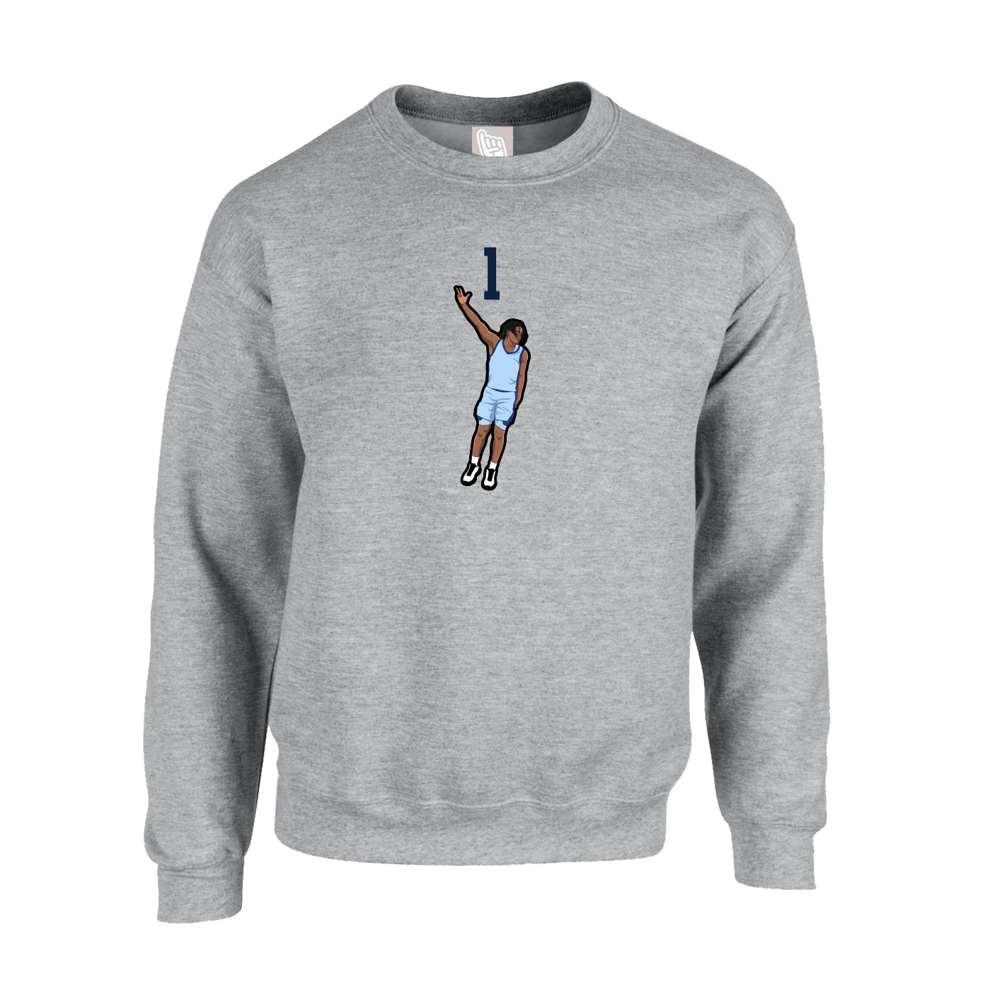 Fleece Crew — Number Top in Grey