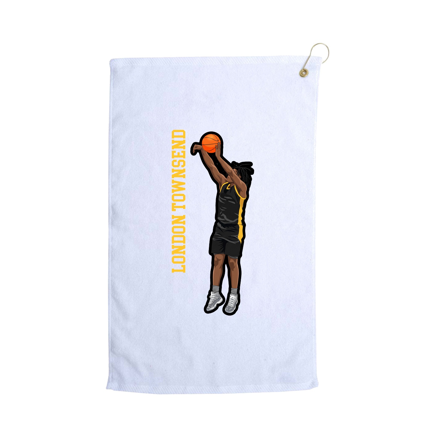 Golf Towel — Name Vertical in White