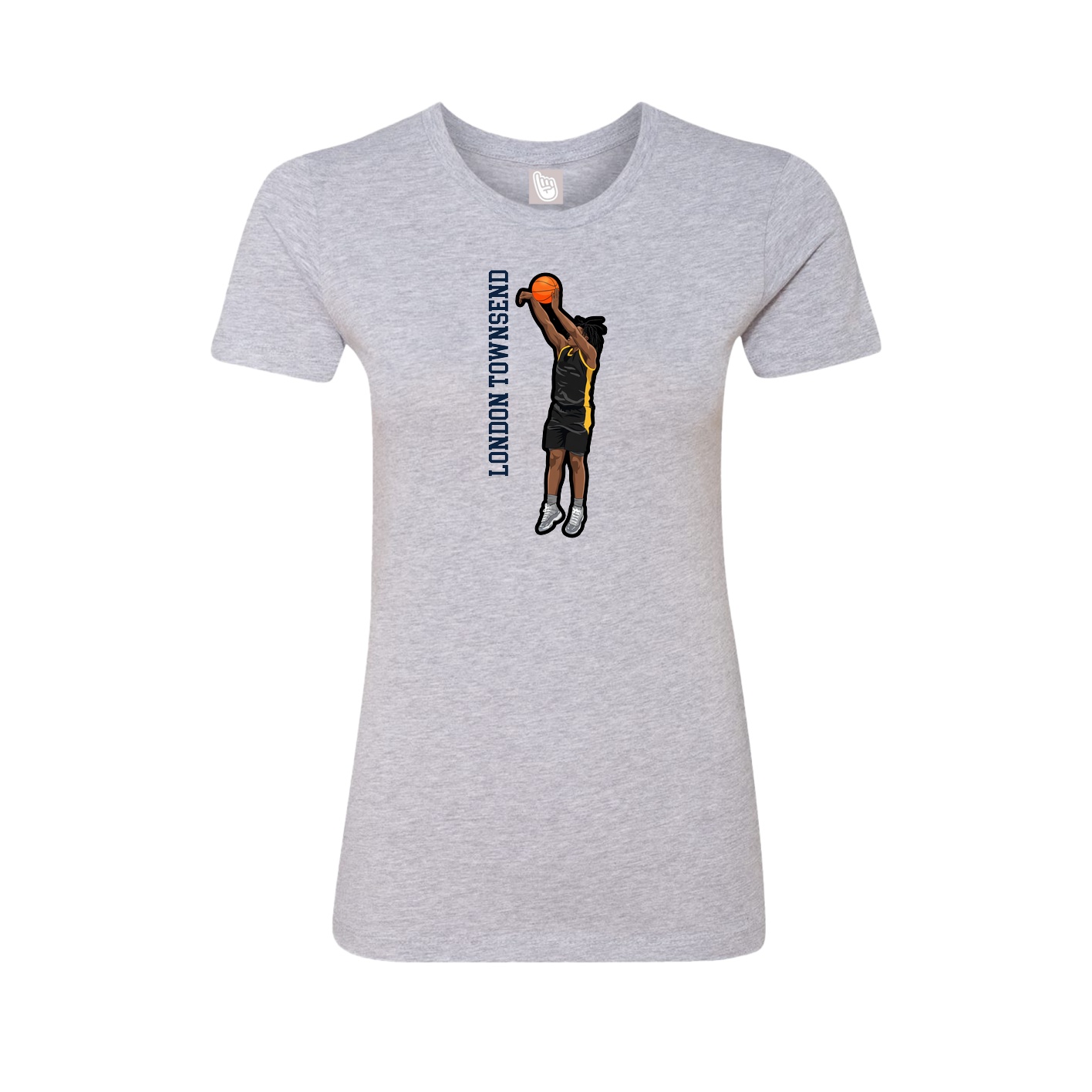 Fitted Women's Tee — Name Vertical in Grey