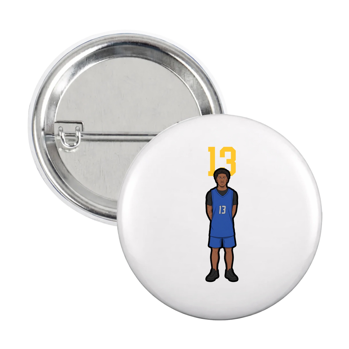 Game Day Button — Number Top in White