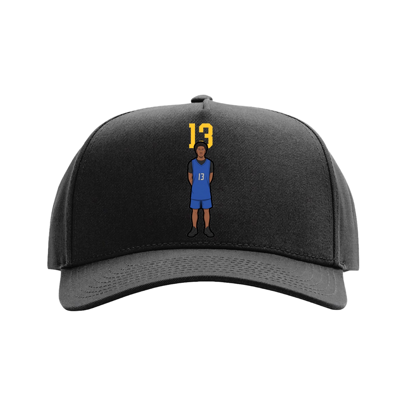 Full Fabric Five-Panel Champ Cap — Number Top in Black