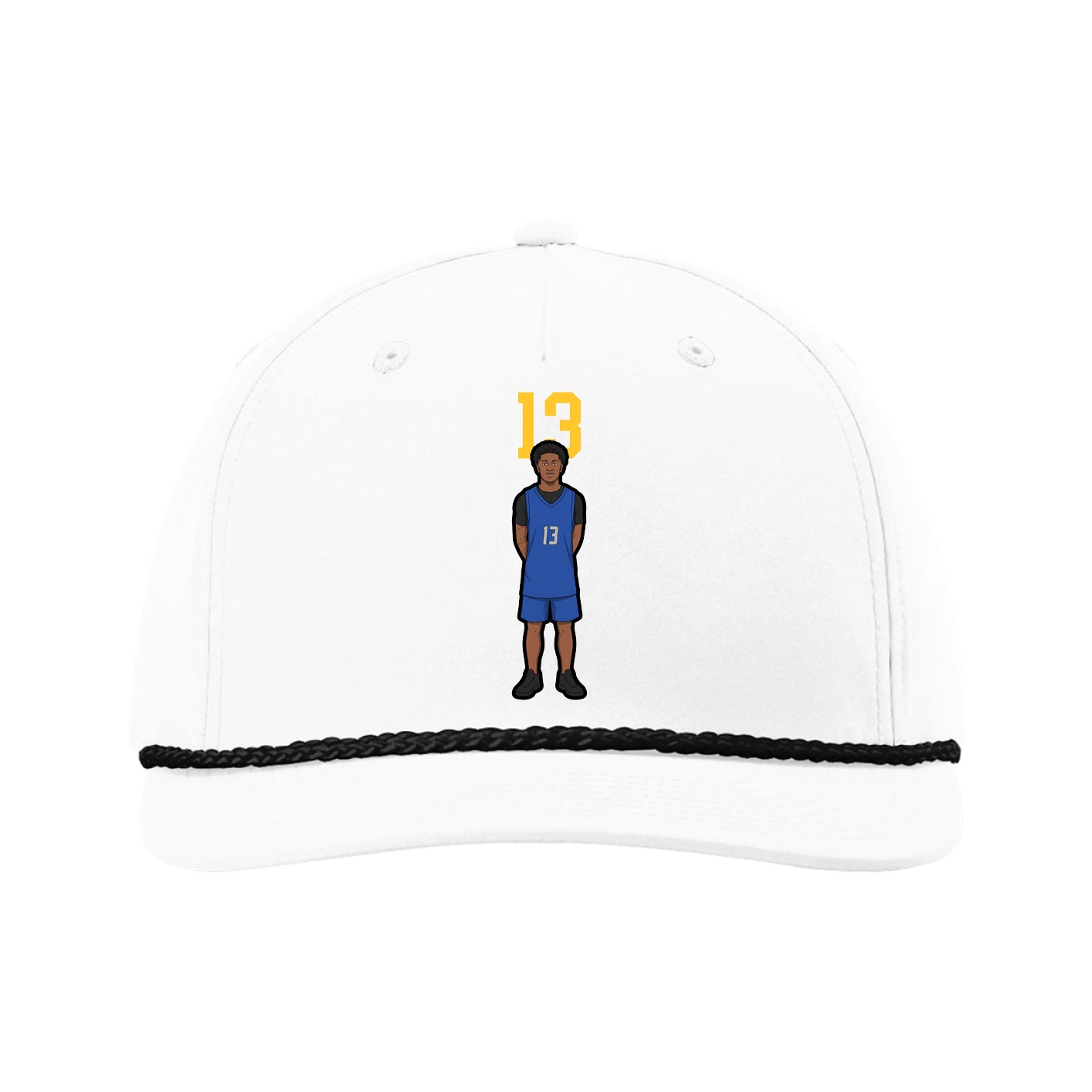 Five-Panel Classic Rope Cap — Number Top in White