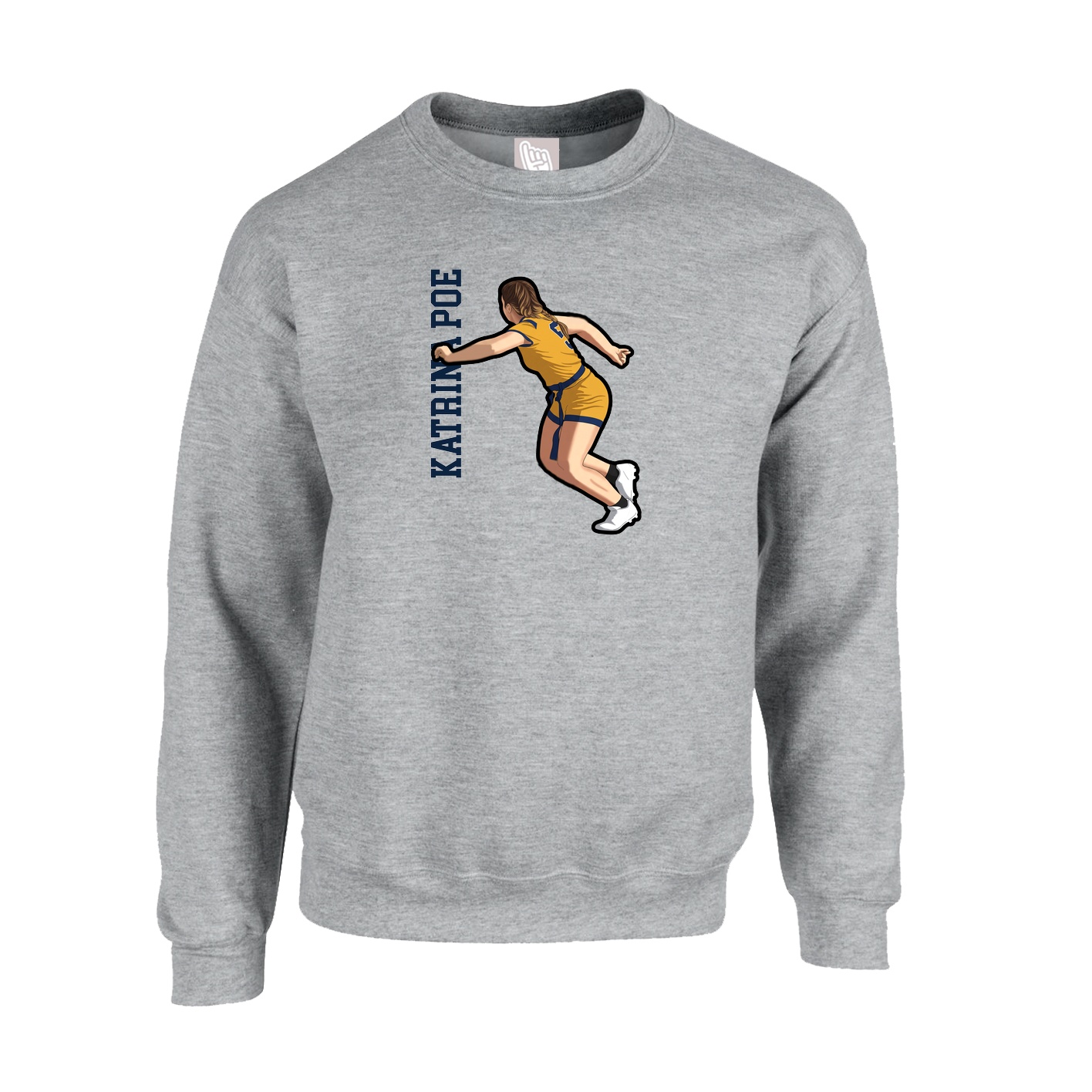Fleece Crew — Name Vertical in Grey