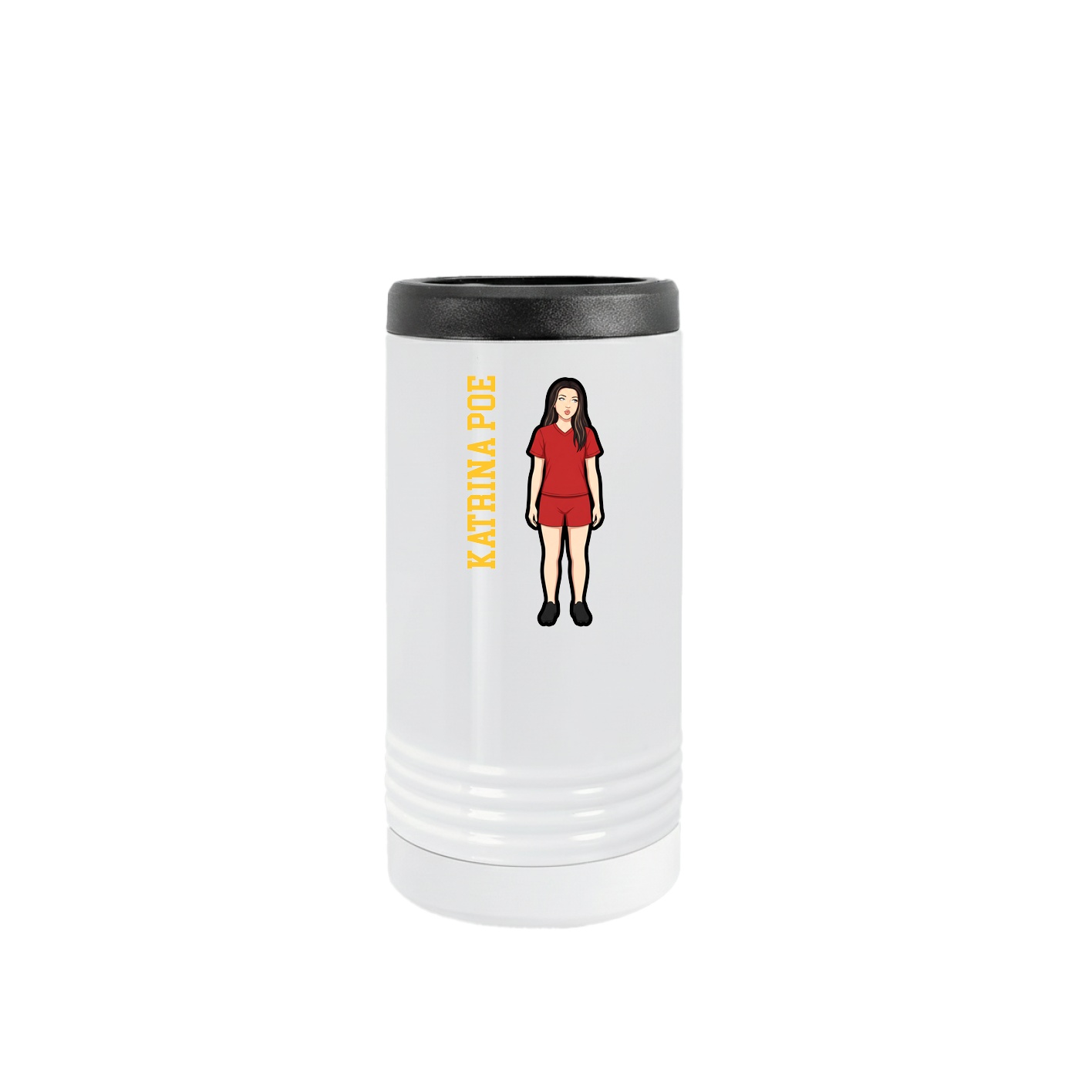 Slim Beverage Holder — Name Vertical in White