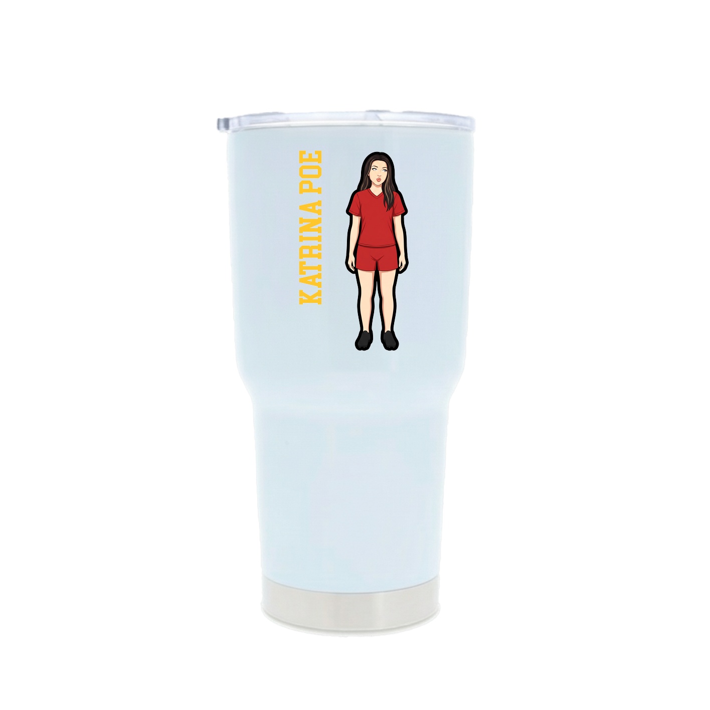 30oz Stainless Steel Tumbler — Name Vertical in White
