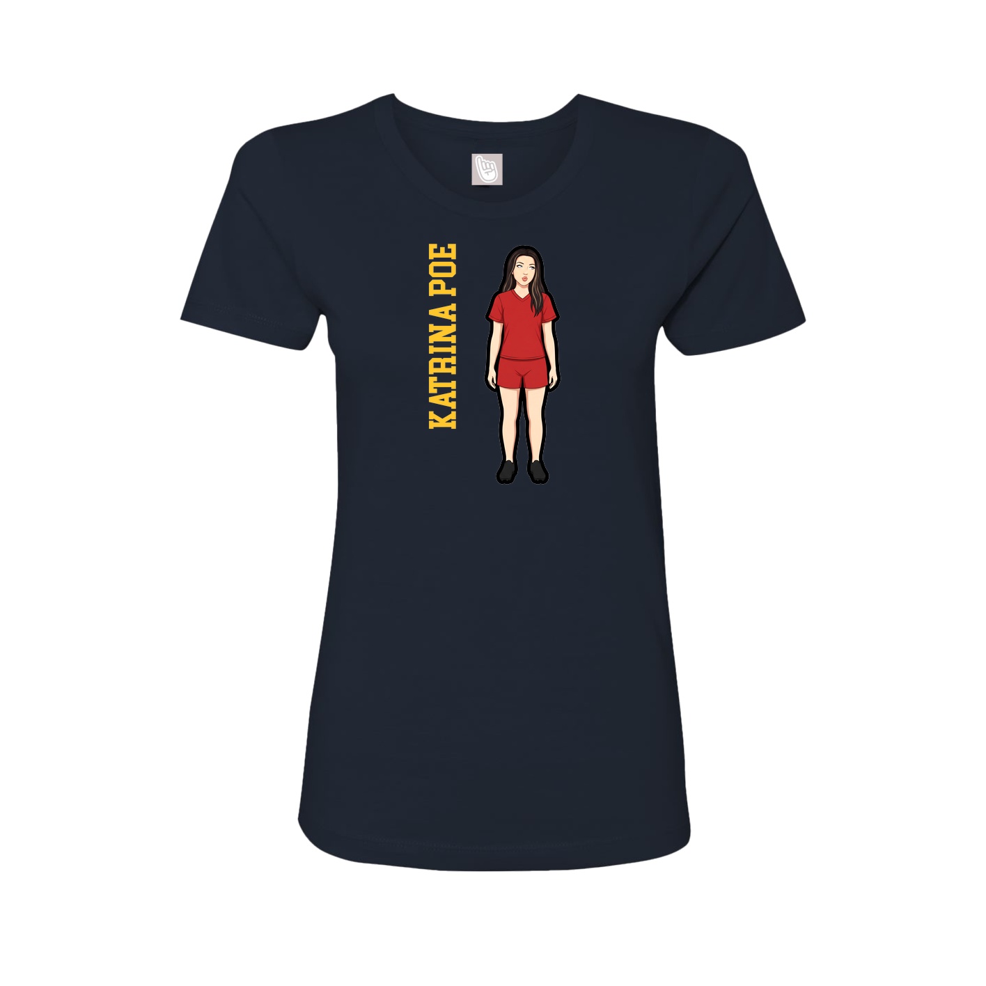 Fitted Women's Tee — Name Vertical in Navy