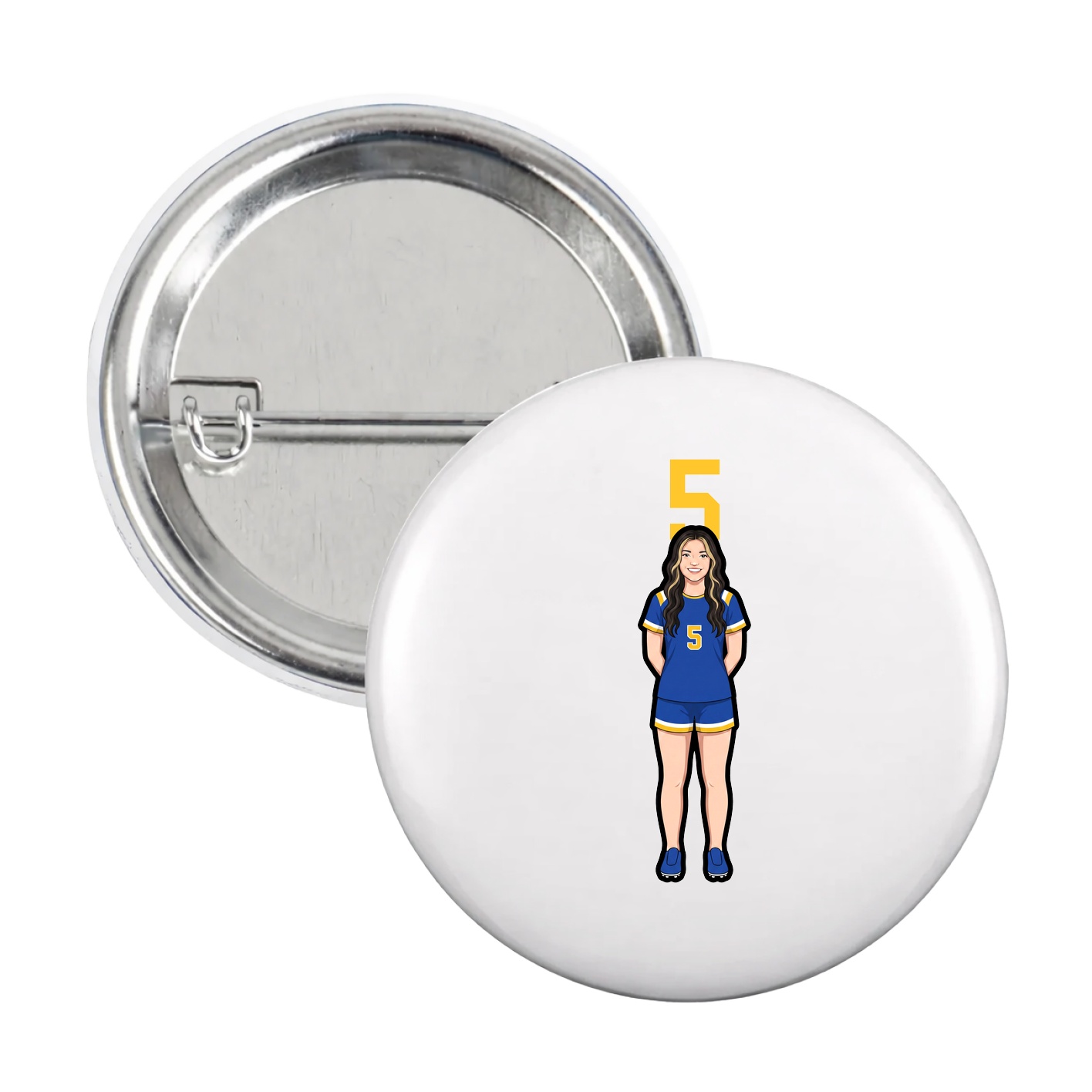 Game Day Button — Number Top in White