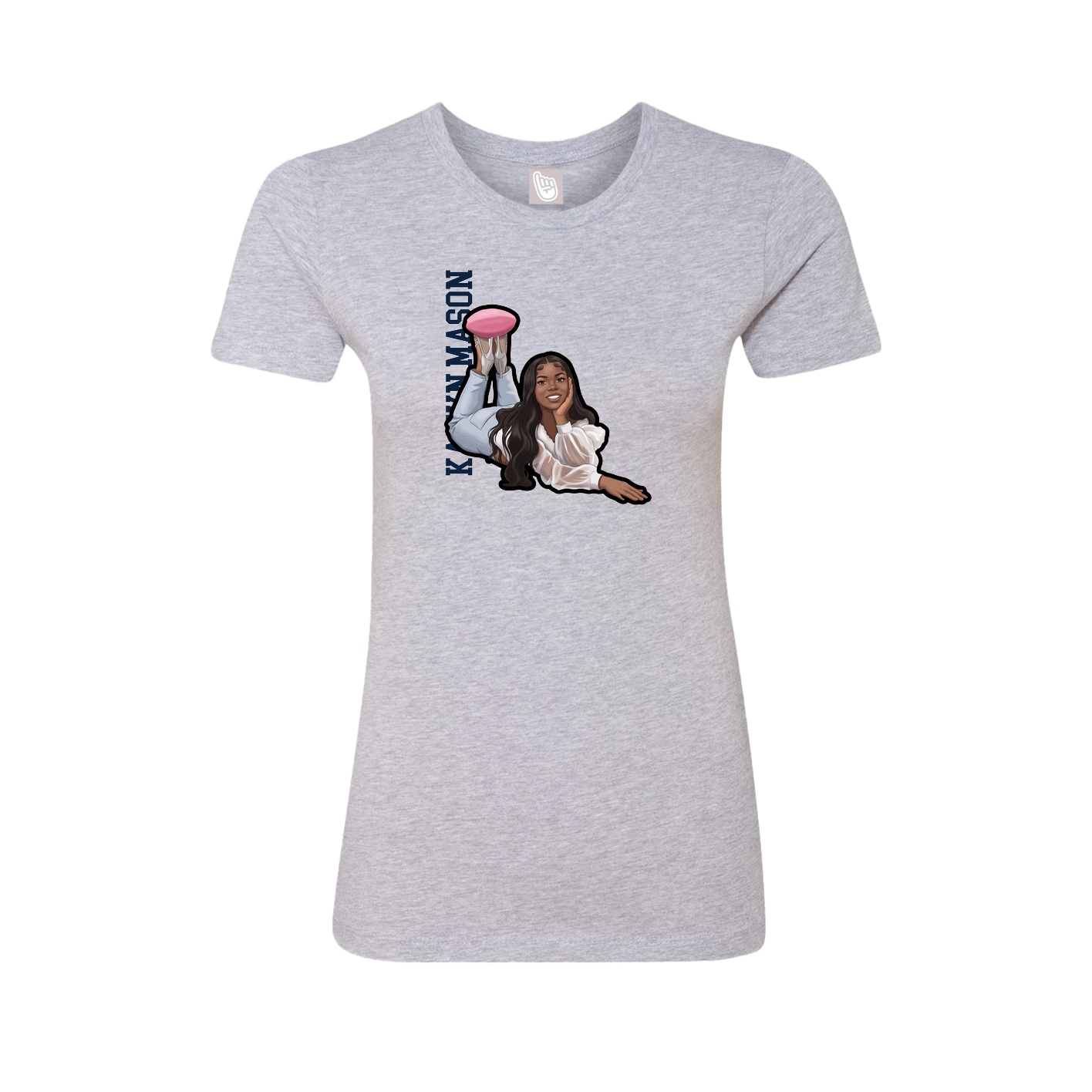 Fitted Women's Tee — Name Vertical in Grey