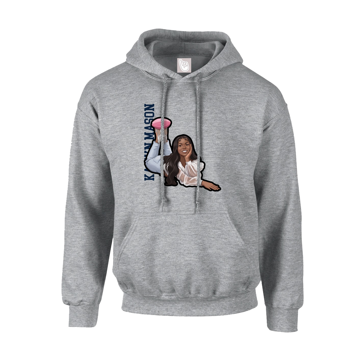 Youth Hoodie — Name Vertical in Grey