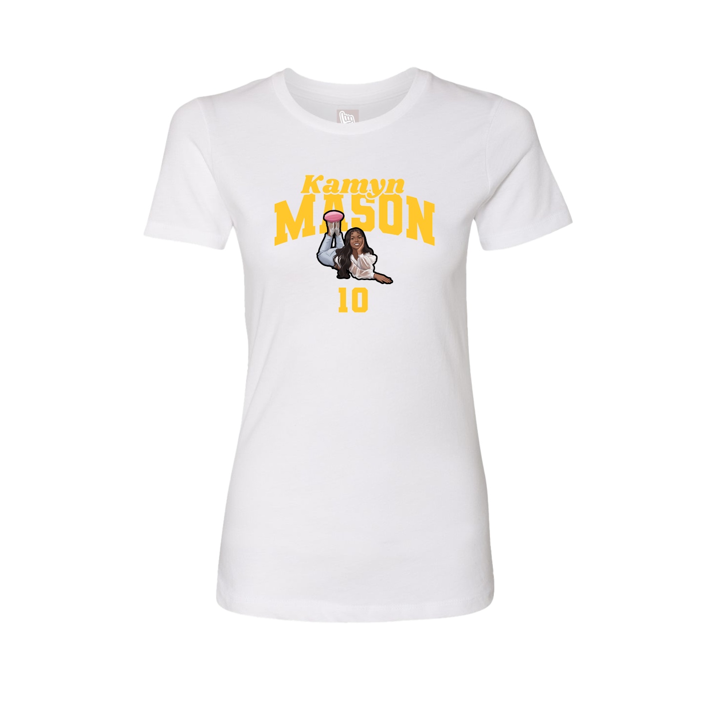 Fitted Women's Tee — Signature Arch in White