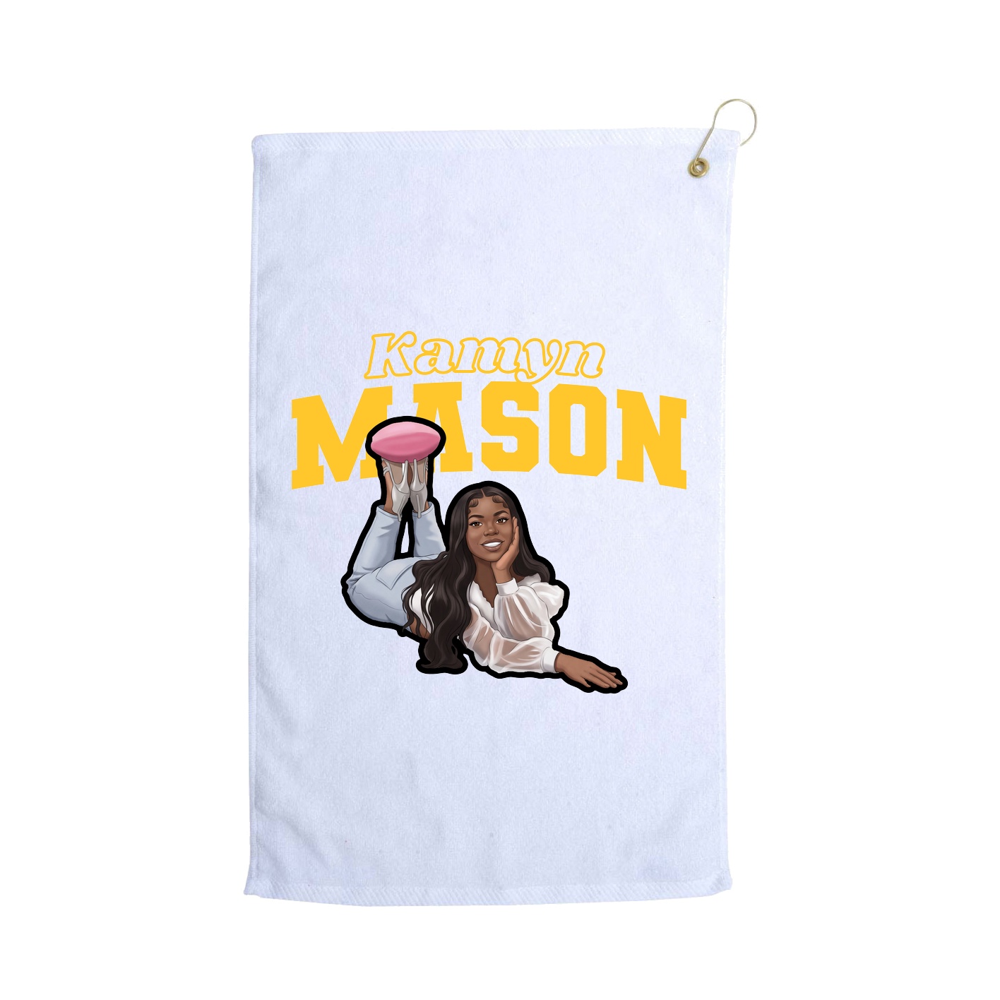 Golf Towel — Name Arch in White