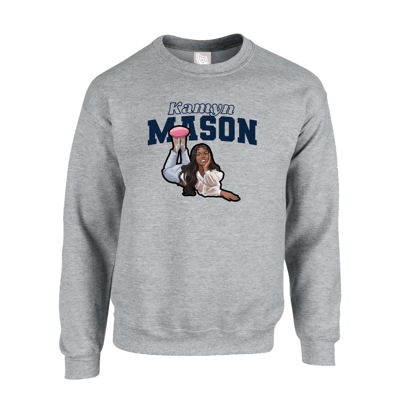 Fleece Crew — Name Arch in Grey