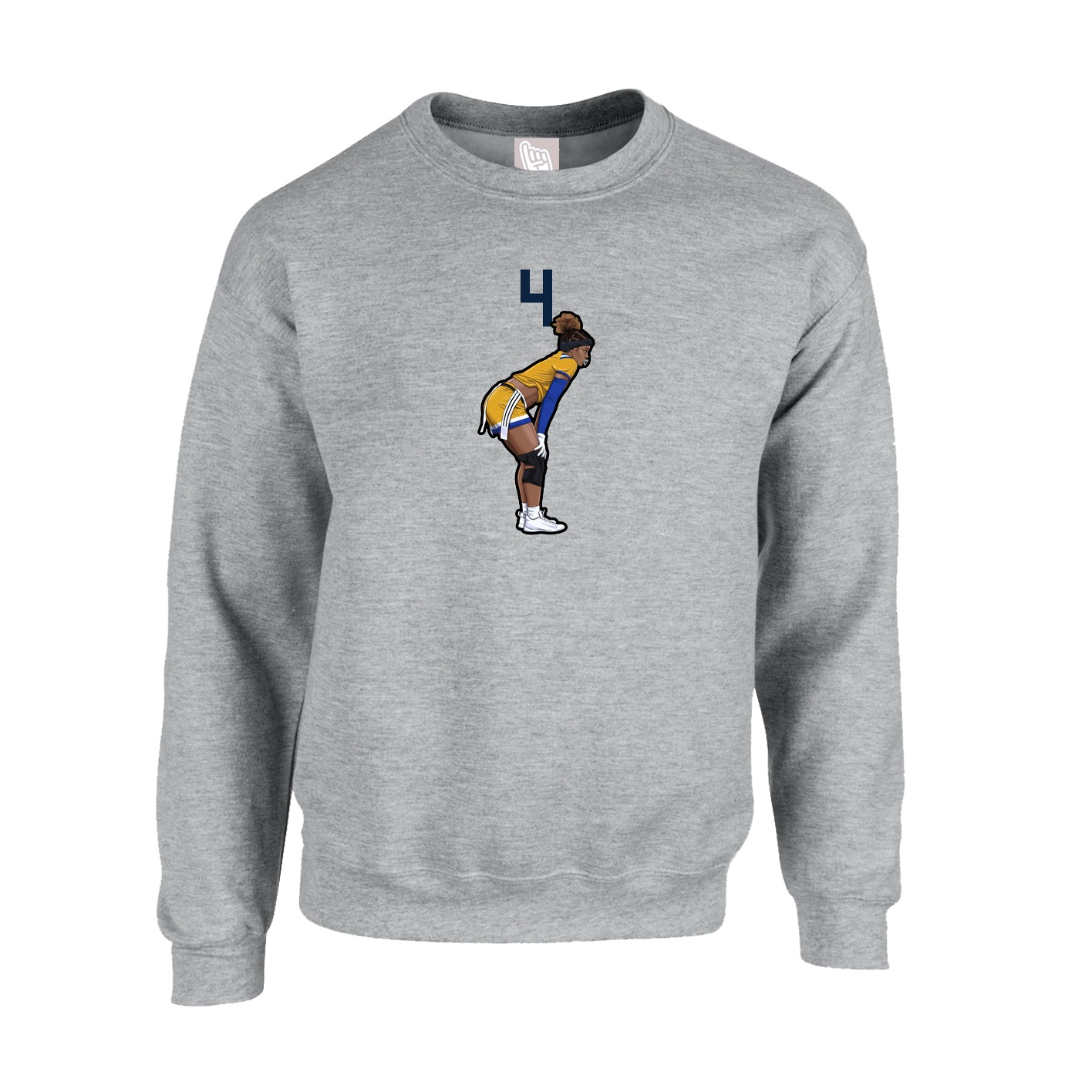 Fleece Crew — Number Top in Grey