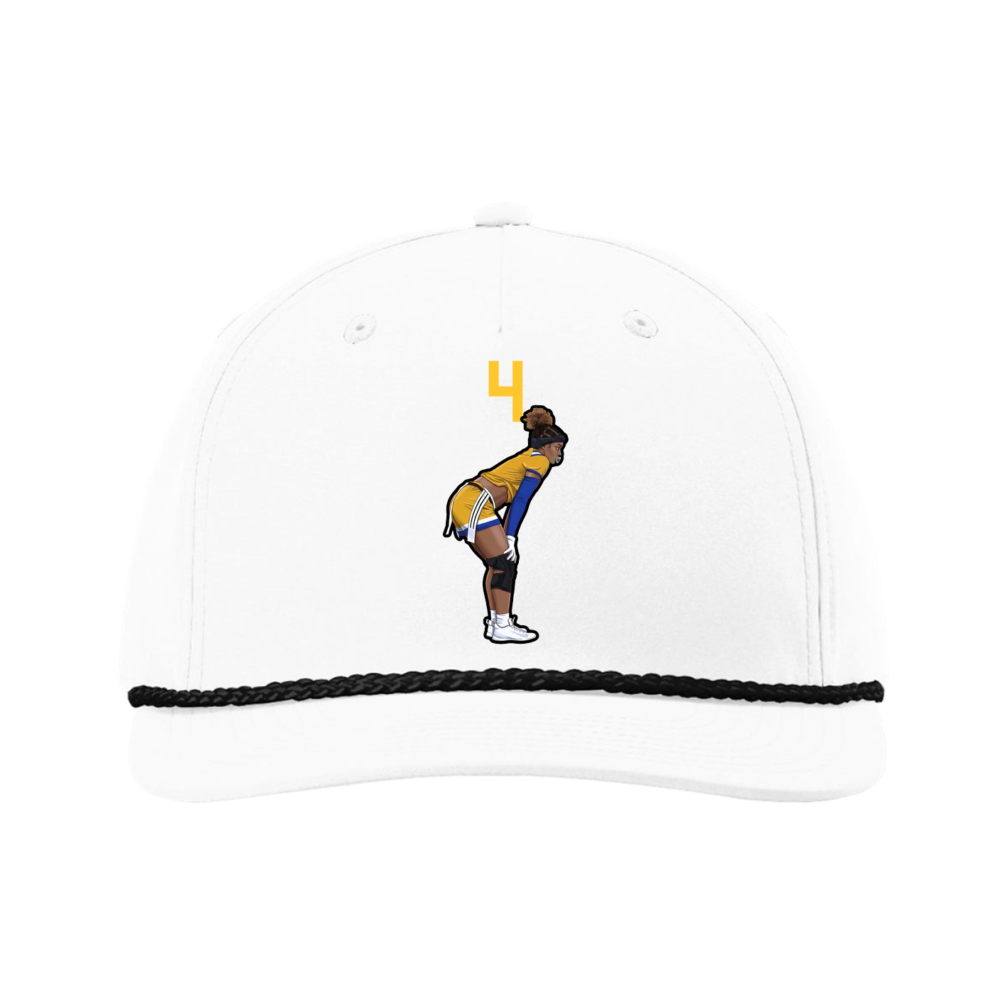 Five-Panel Classic Rope Cap — Number Top in White