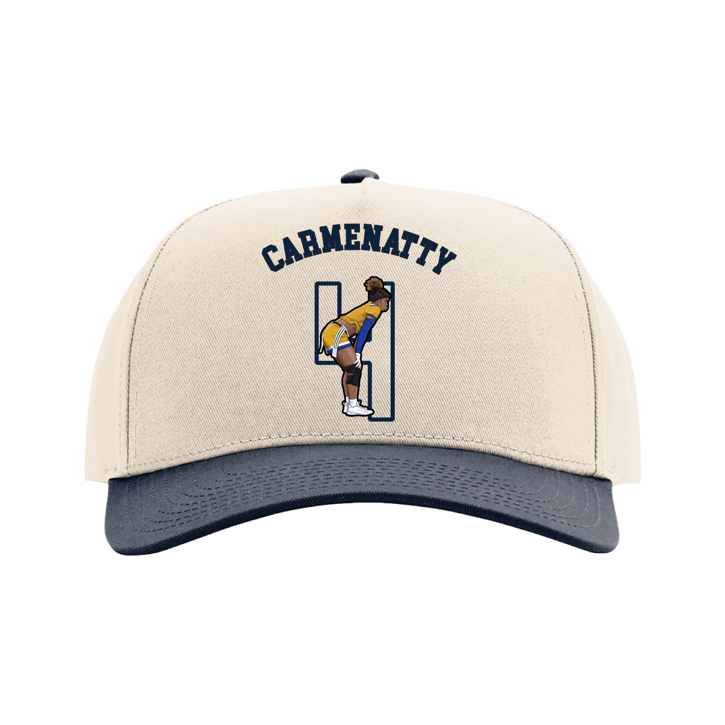 Full Fabric Five-Panel Champ Cap — Shirsey Arch in Cream/Navy