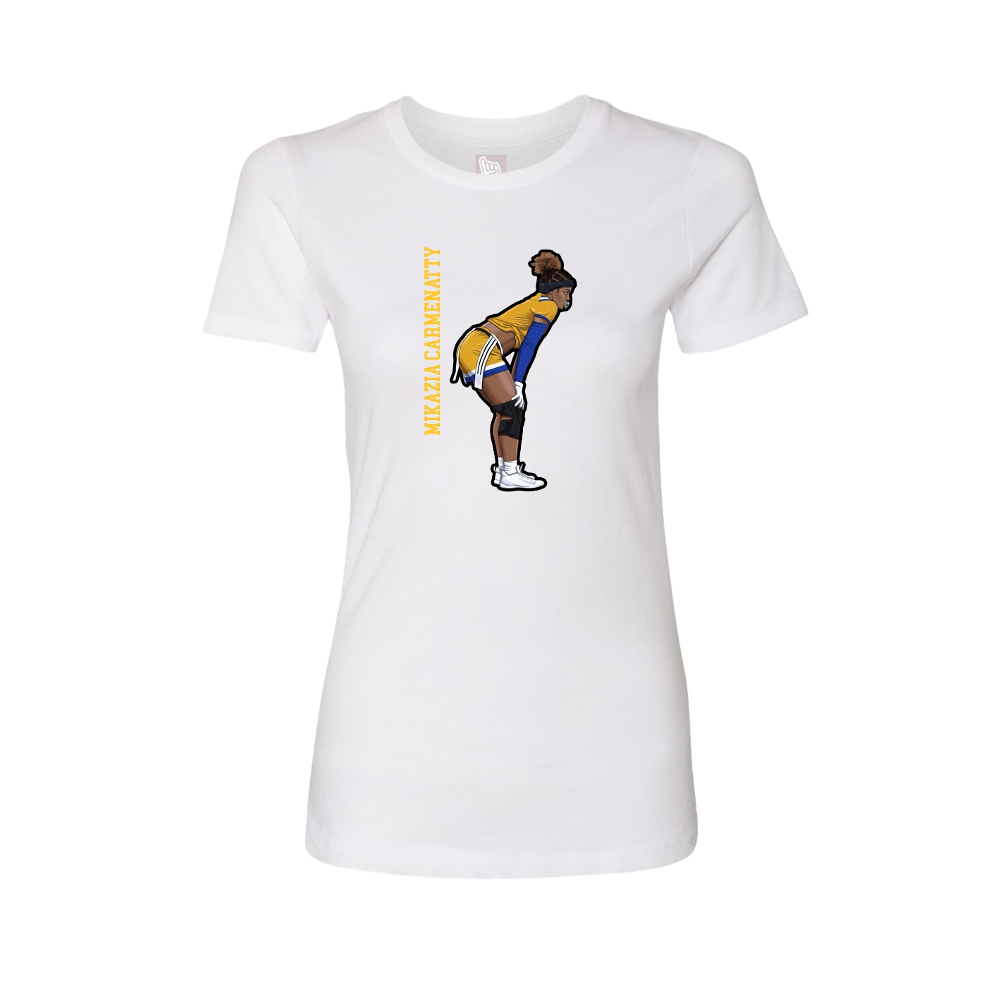 Fitted Women's Tee — Name Vertical in White