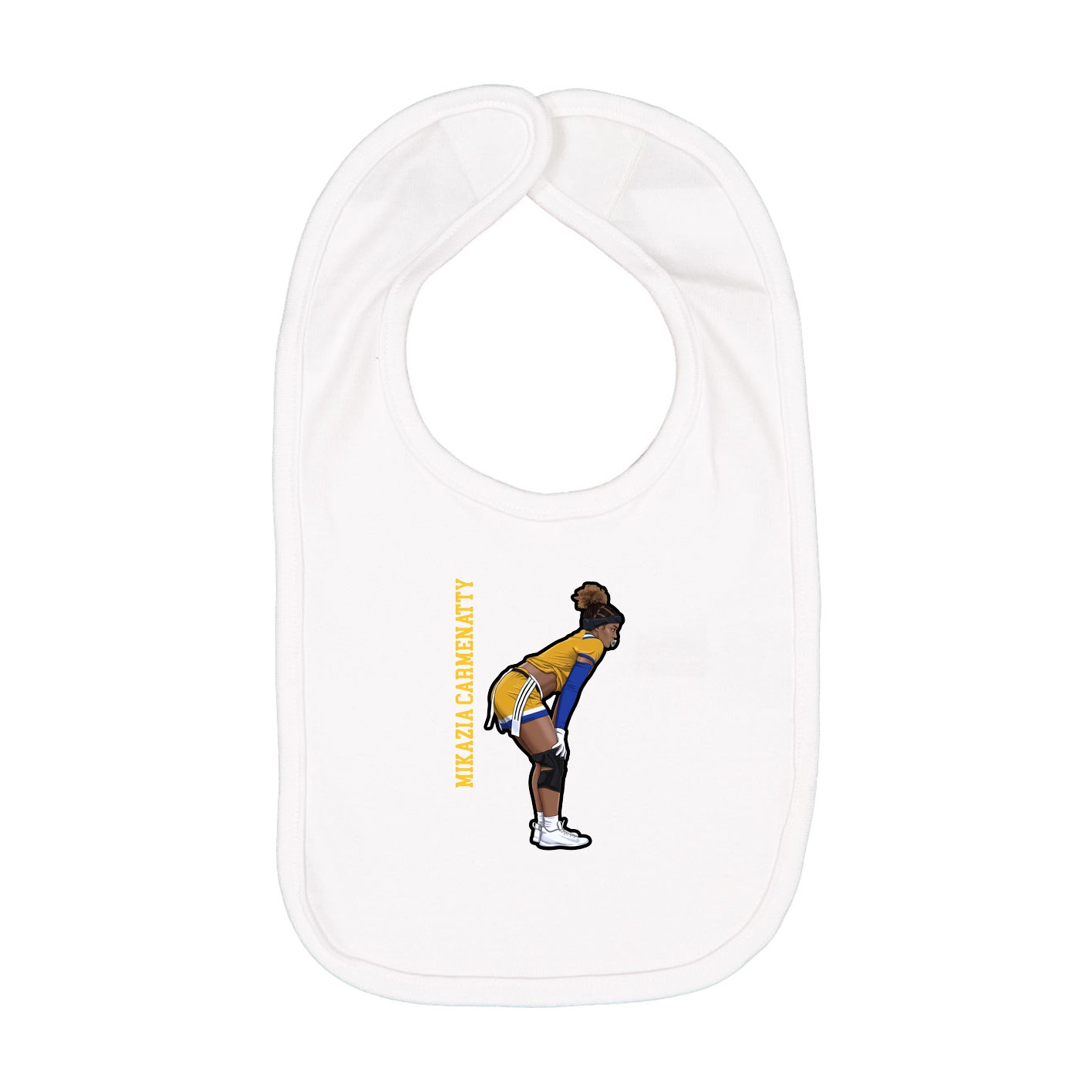 Infant Bib — Name Vertical in White