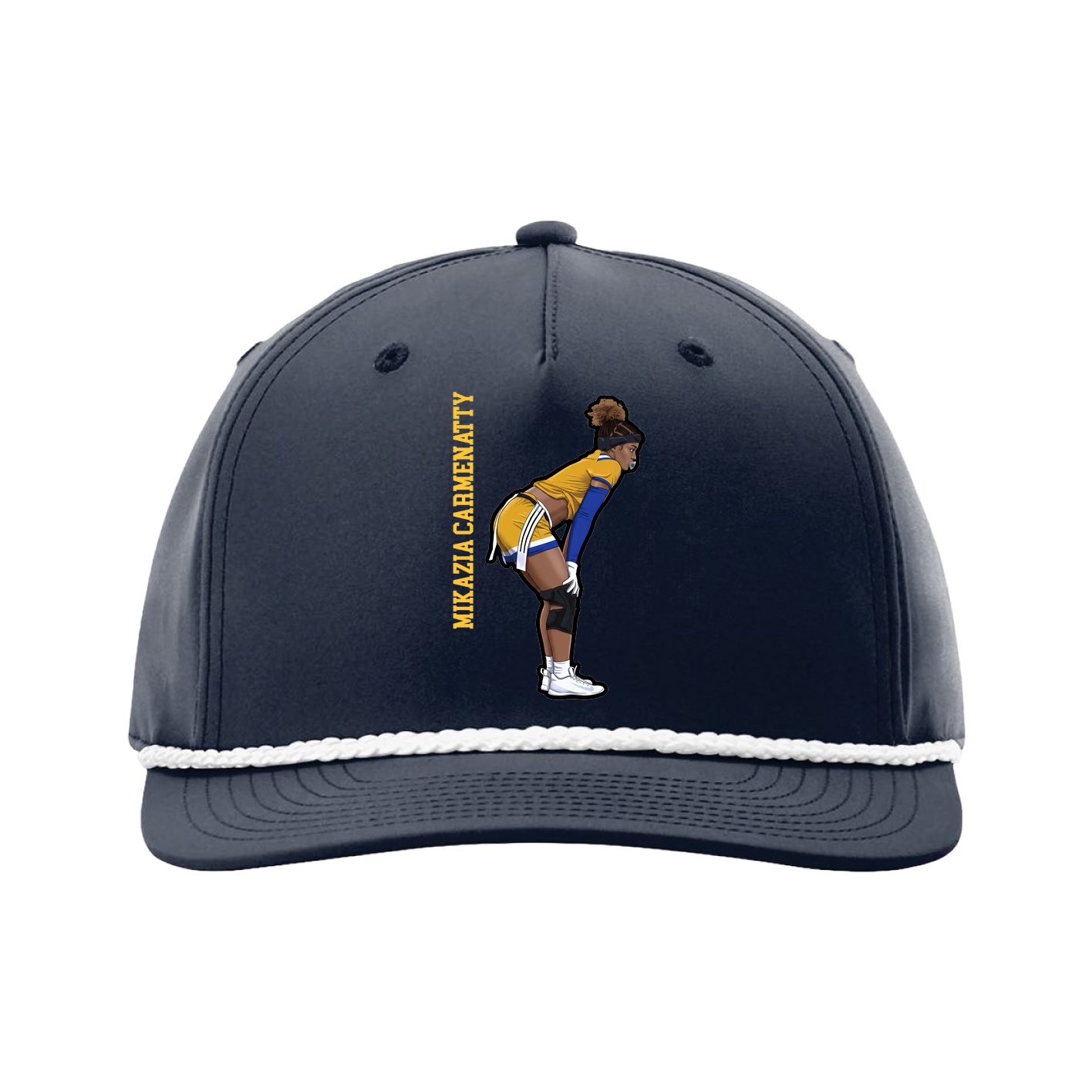Five-Panel Classic Rope Cap — Name Vertical in Navy