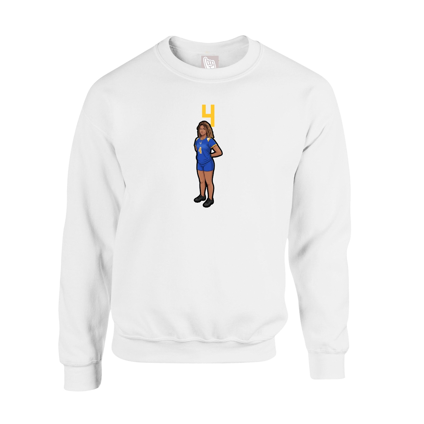 Fleece Crew — Number Top in White