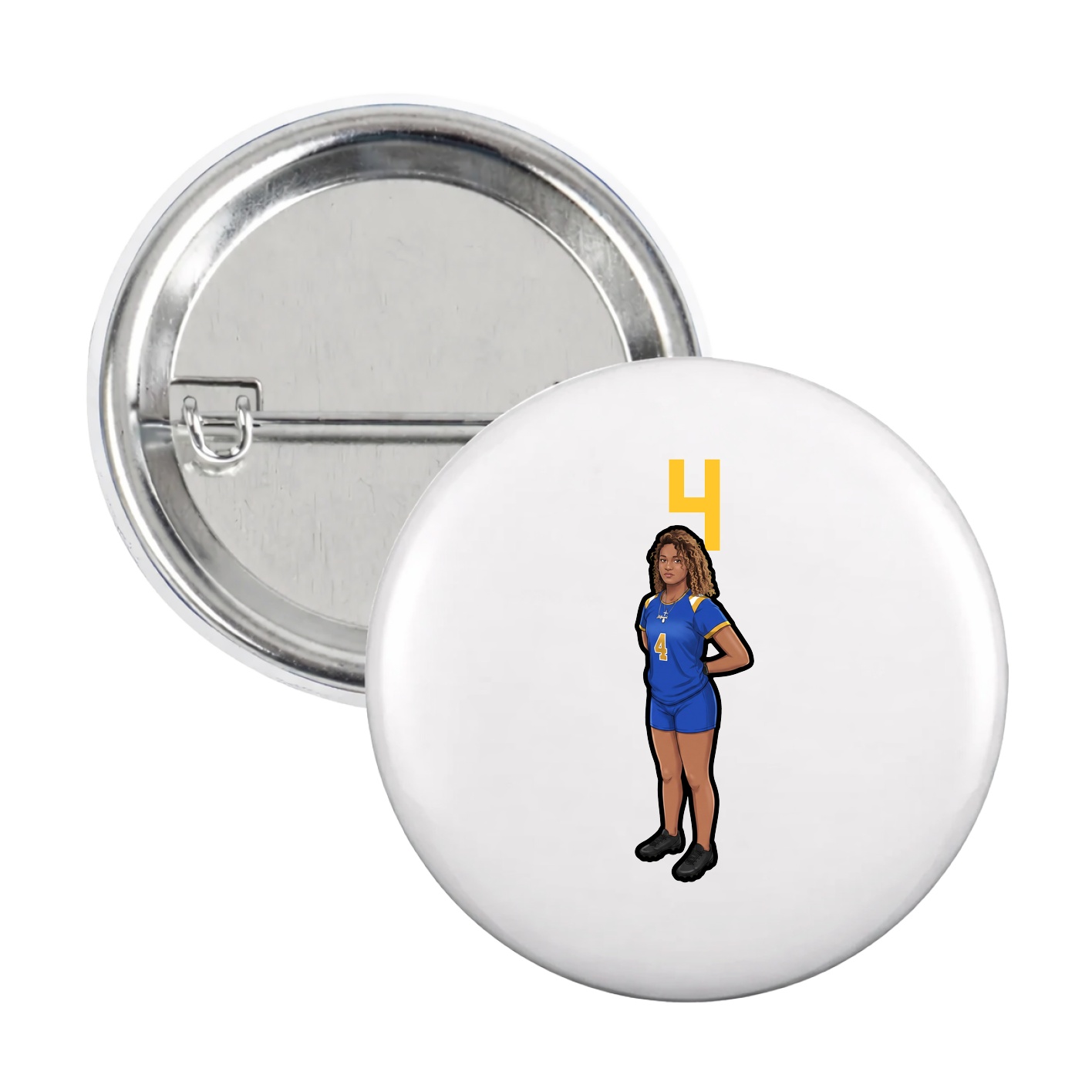 Game Day Button — Number Top in White