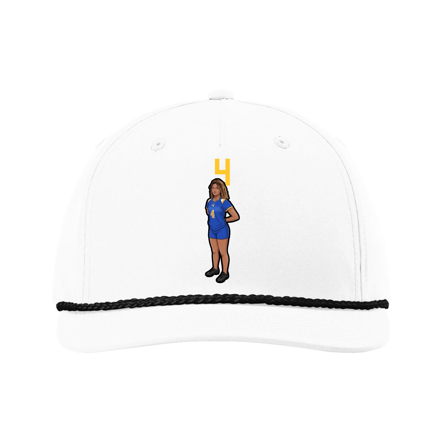 Five-Panel Classic Rope Cap — Number Top in White