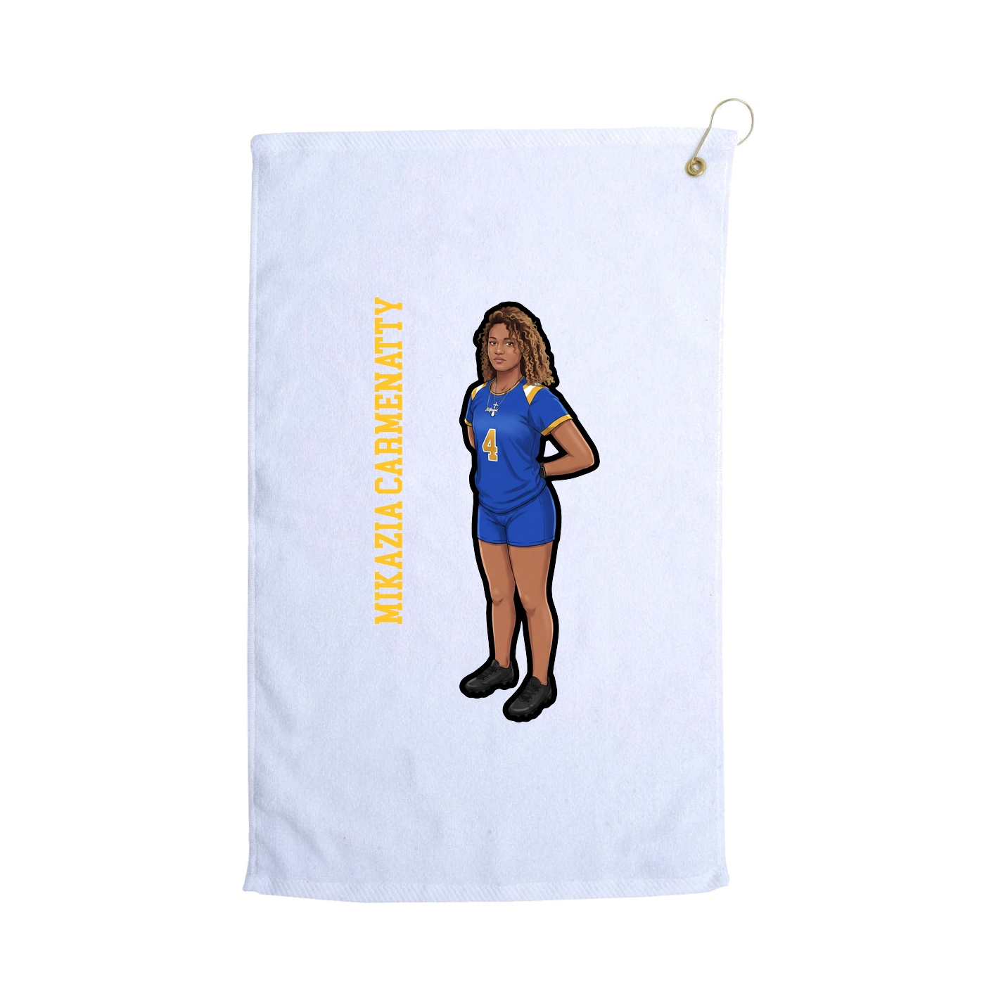 Golf Towel — Name Vertical in White