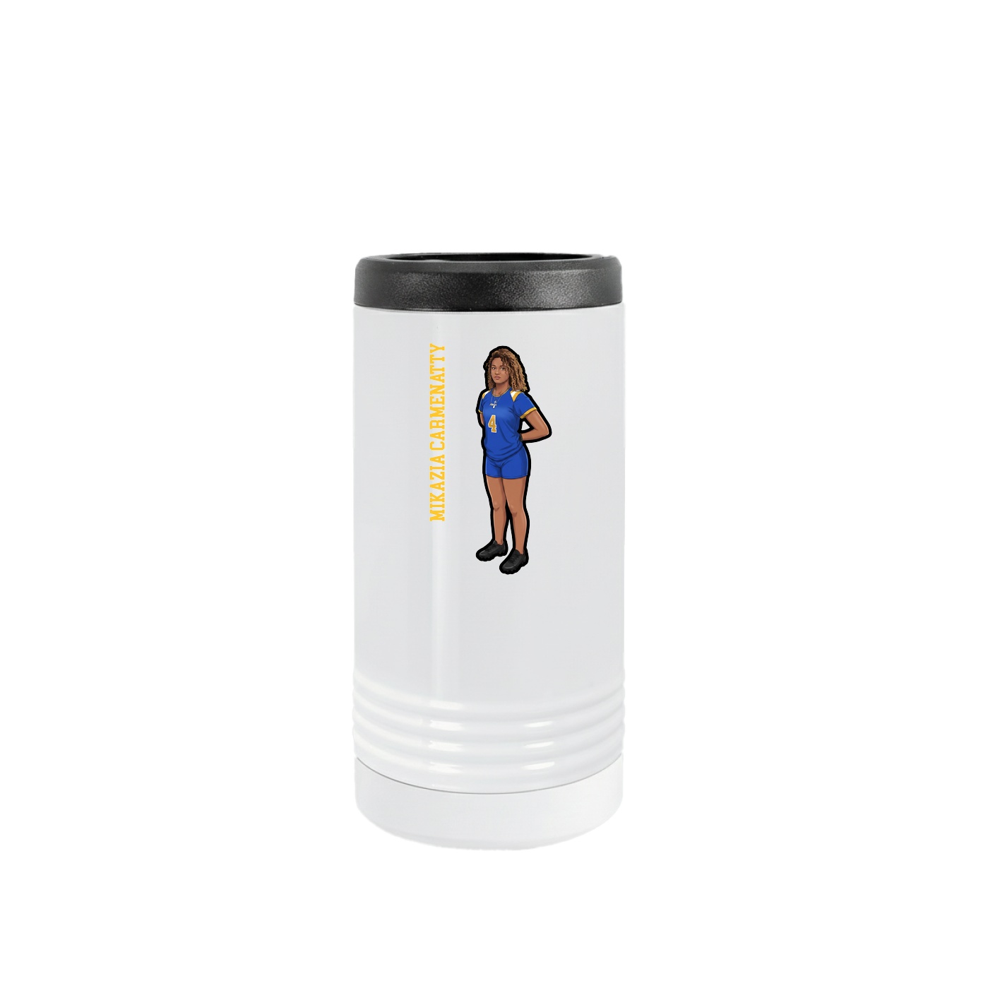 Slim Beverage Holder — Name Vertical in White