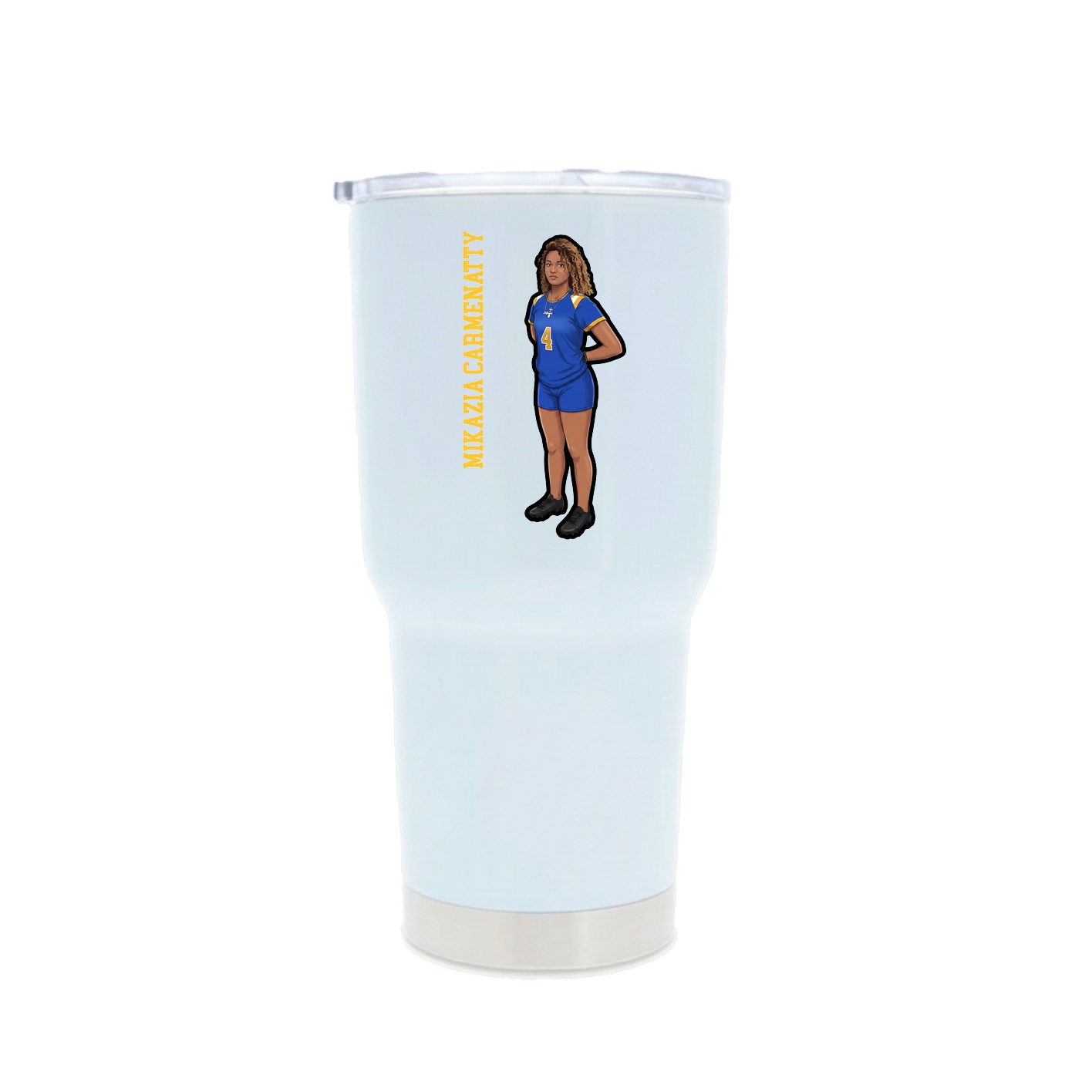 30oz Stainless Steel Tumbler — Name Vertical in White