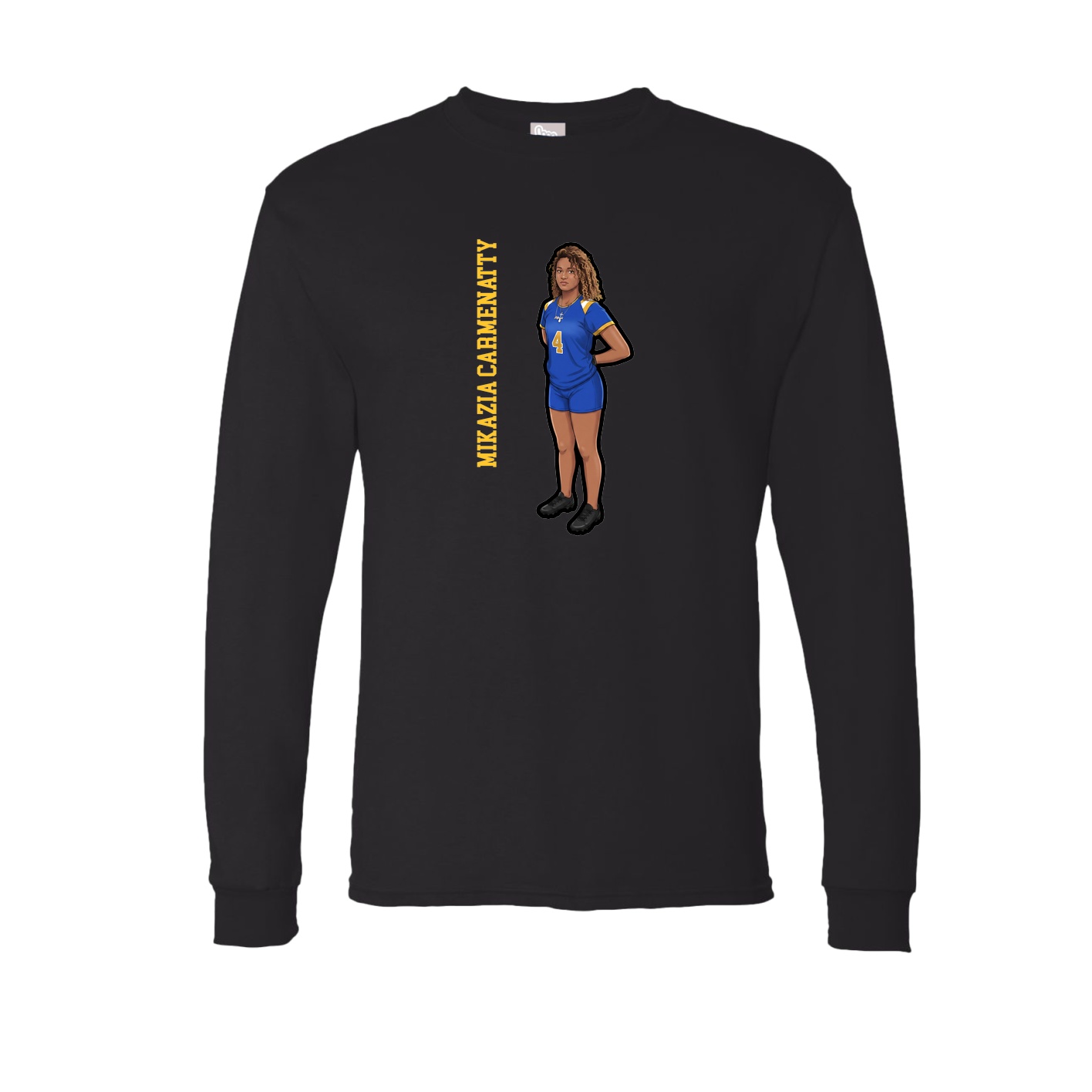 Long Sleeve Tee — Name Vertical in Black