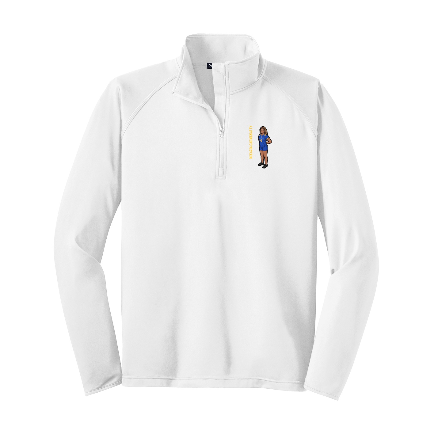 Q-Zip Pullover — Name Vertical in White