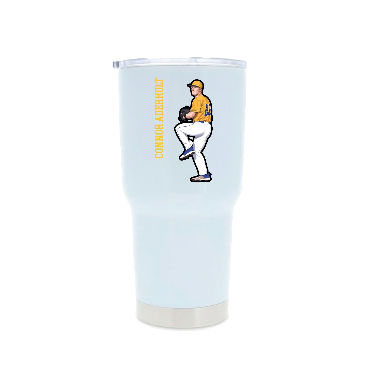 30oz Stainless Steel Tumbler — Name Vertical in White