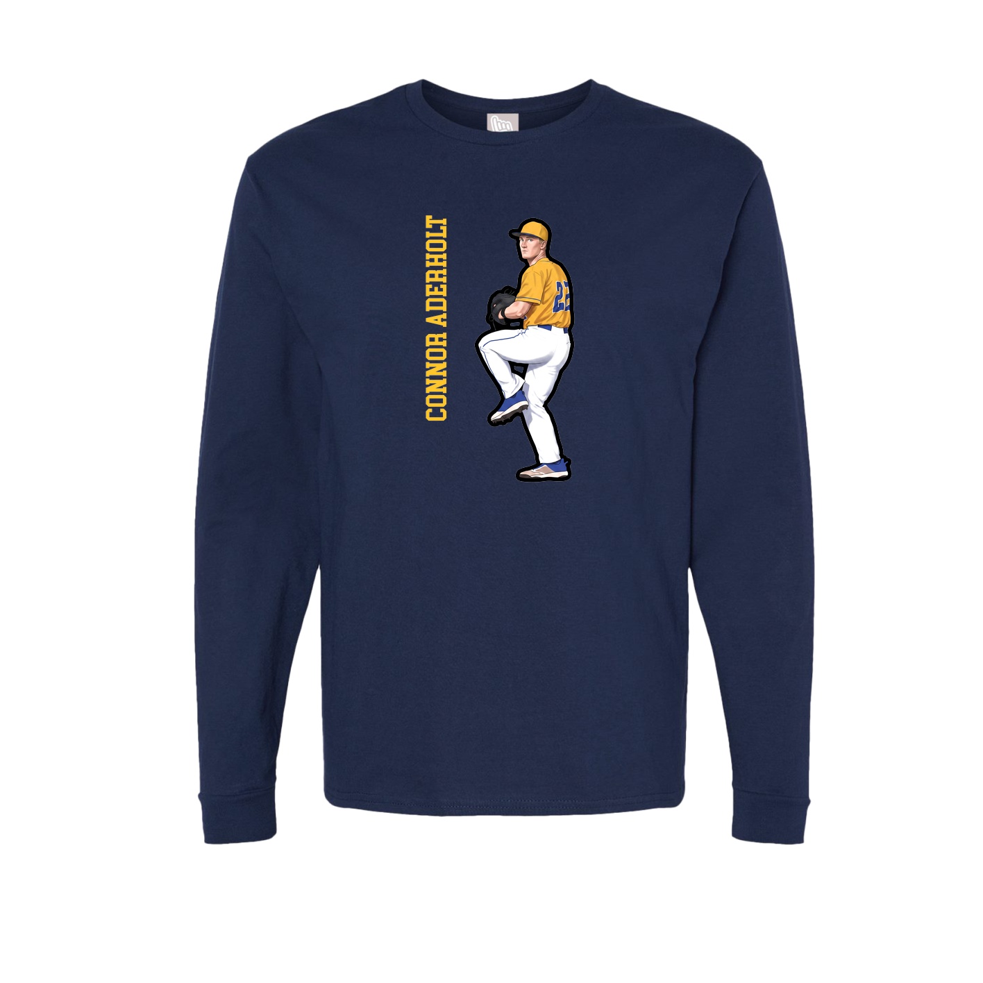 Long Sleeve Tee — Name Vertical in Navy