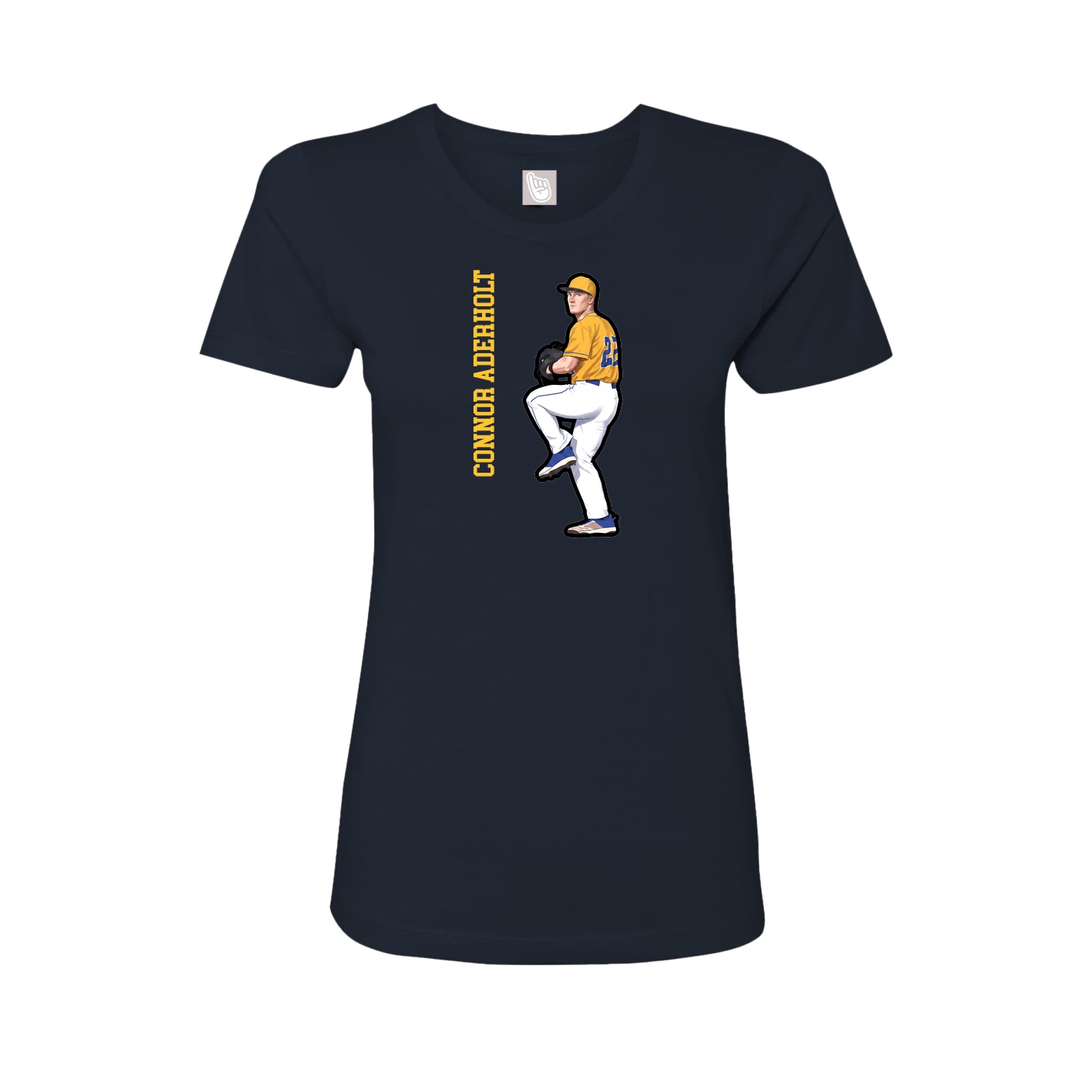 Fitted Women's Tee — Name Vertical in Navy