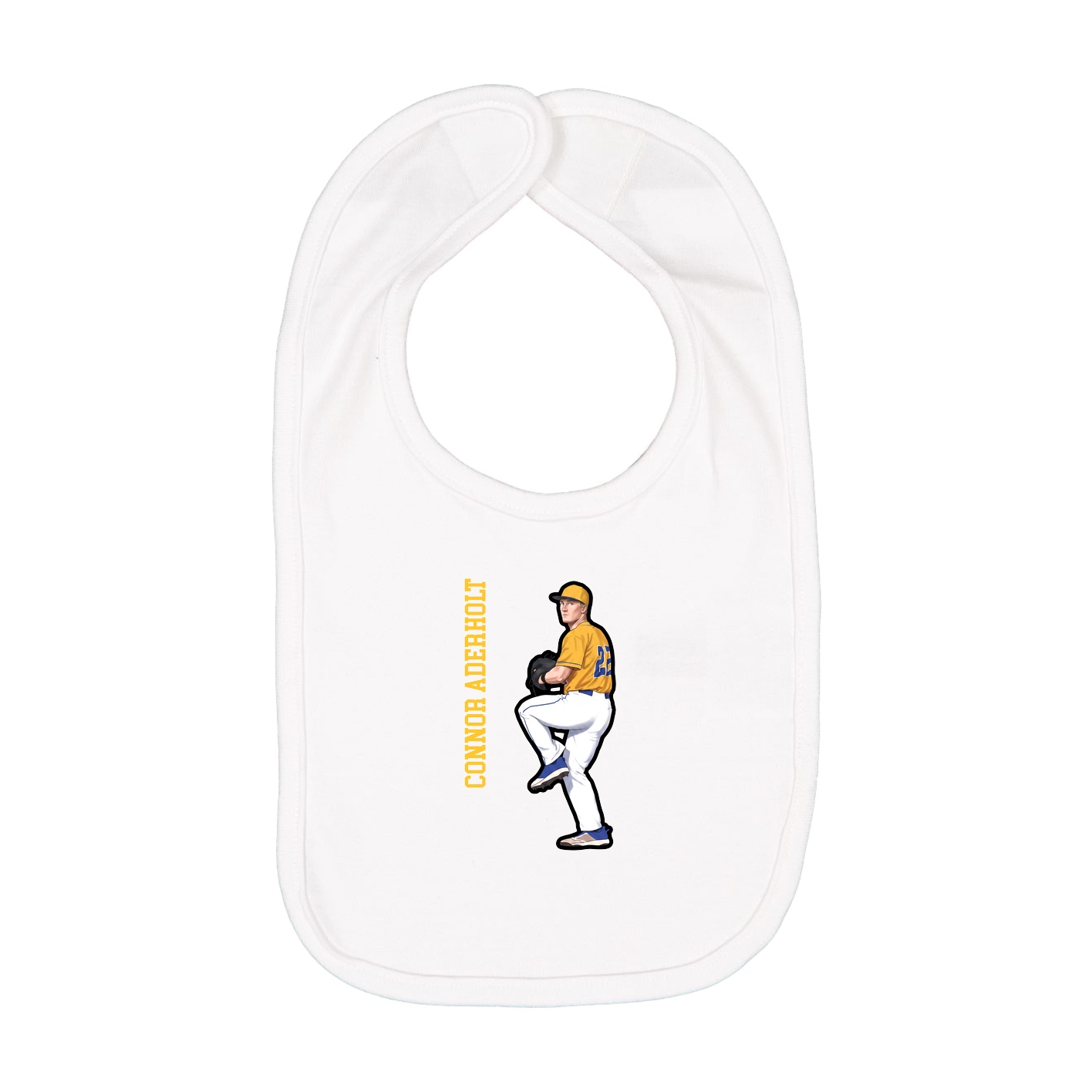 Infant Bib — Name Vertical in White