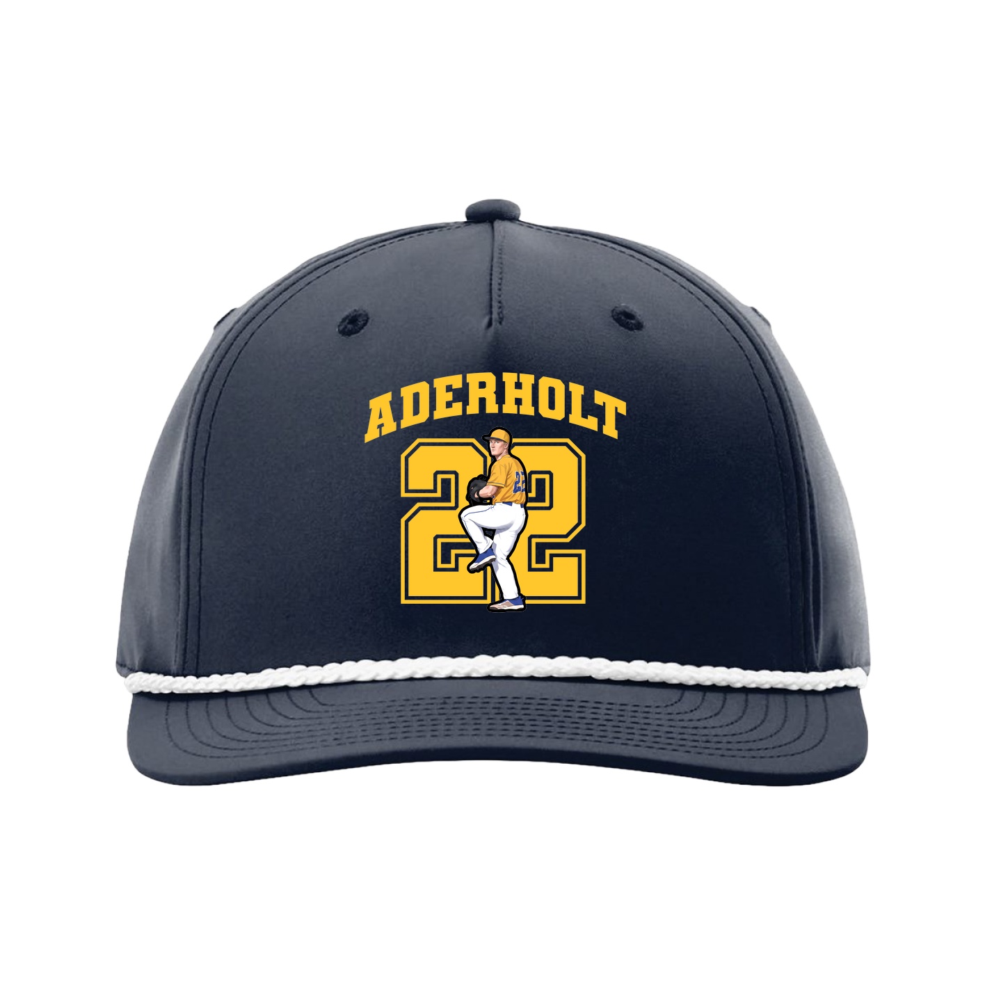 Five-Panel Classic Rope Cap — Number in Navy