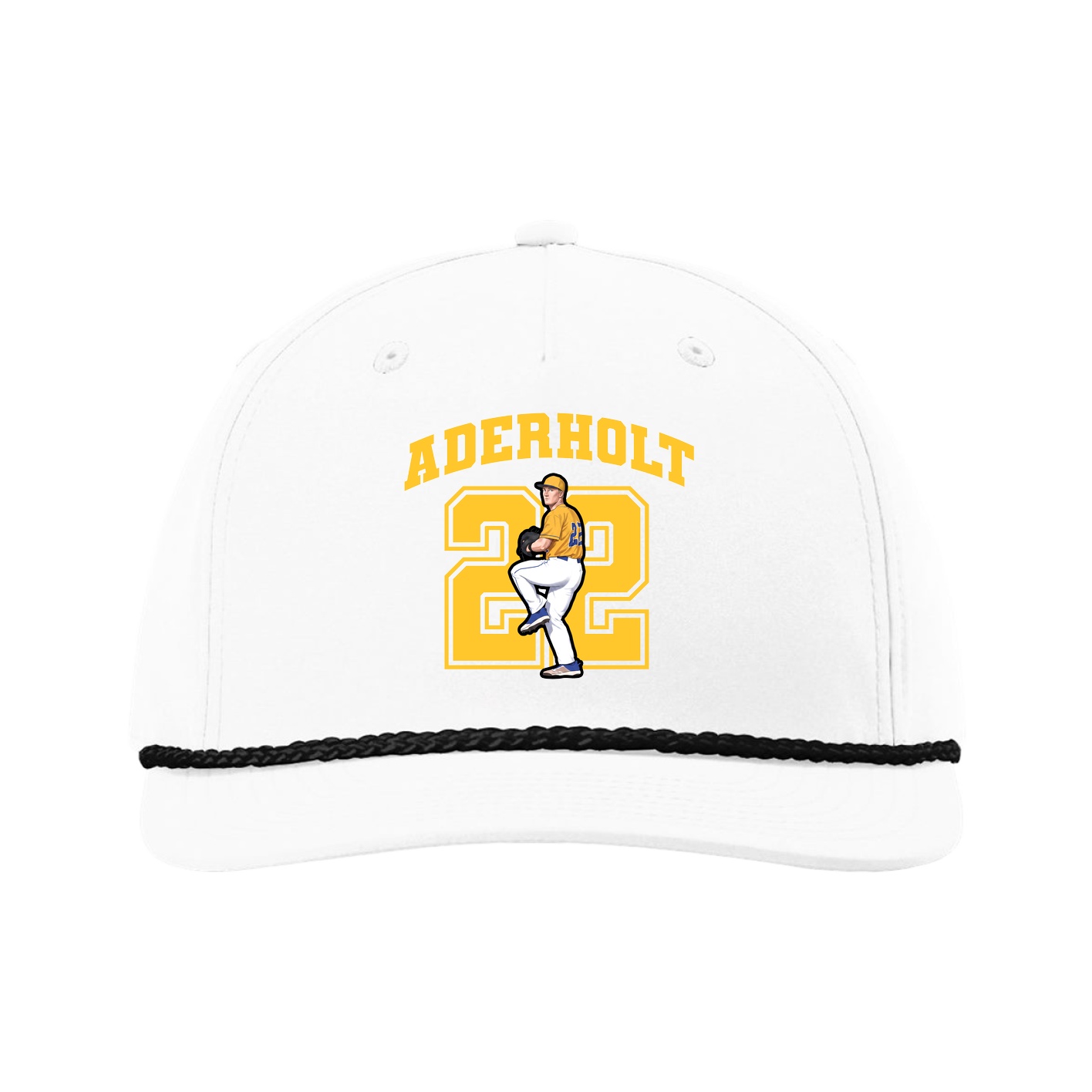 Five-Panel Classic Rope Cap — Number in White
