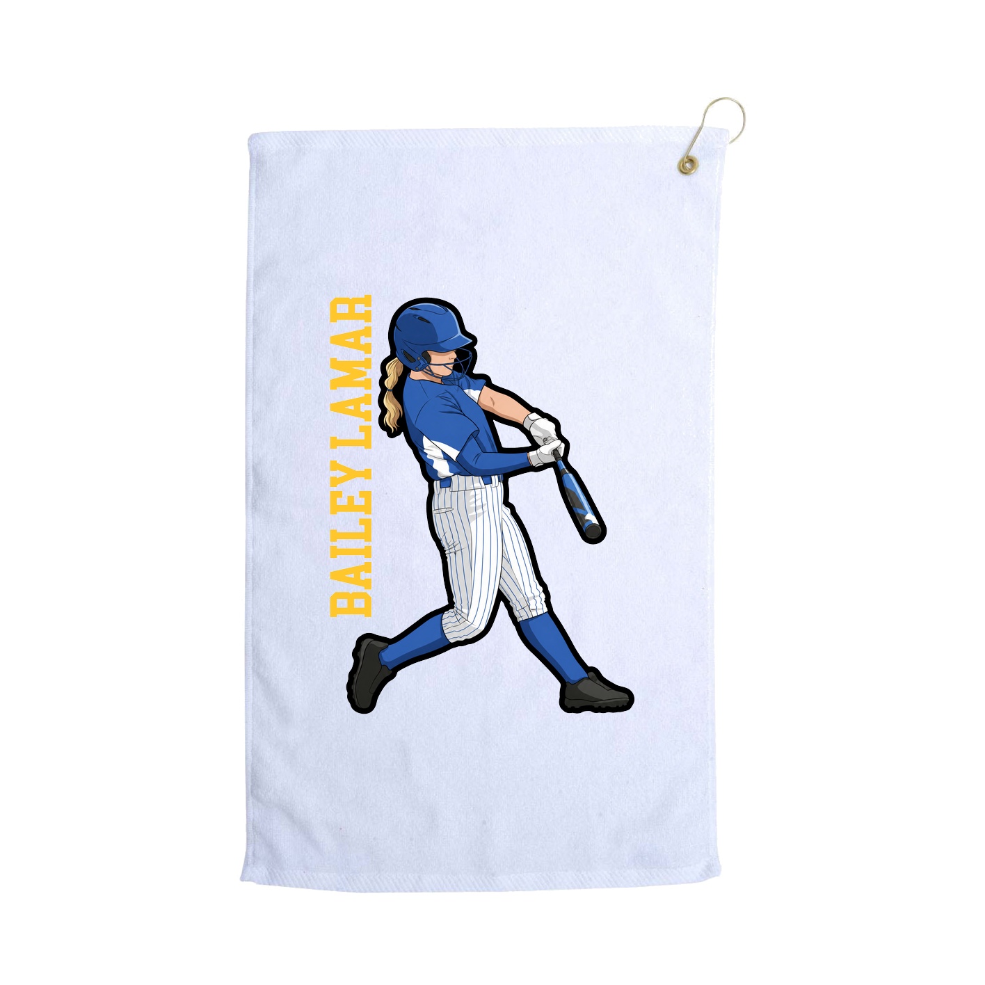 Golf Towel — Name Vertical in White
