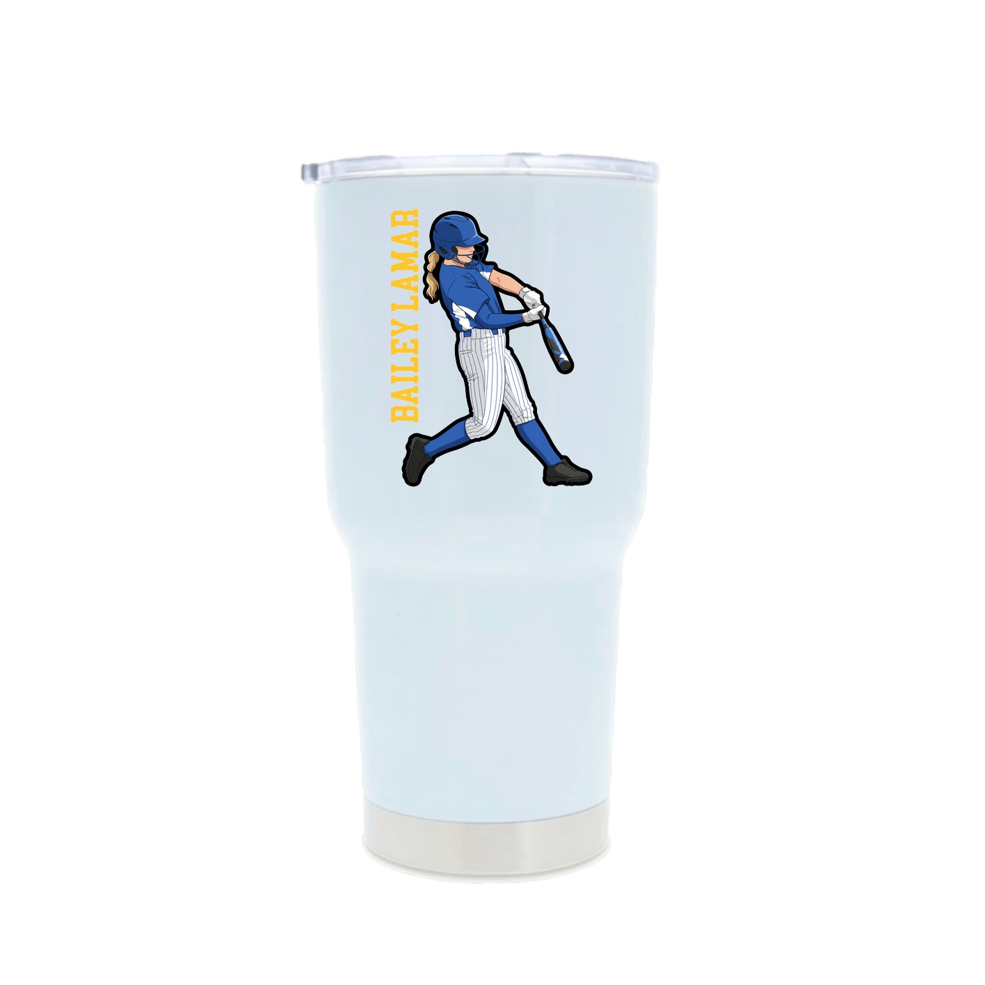 30oz Stainless Steel Tumbler — Name Vertical in White
