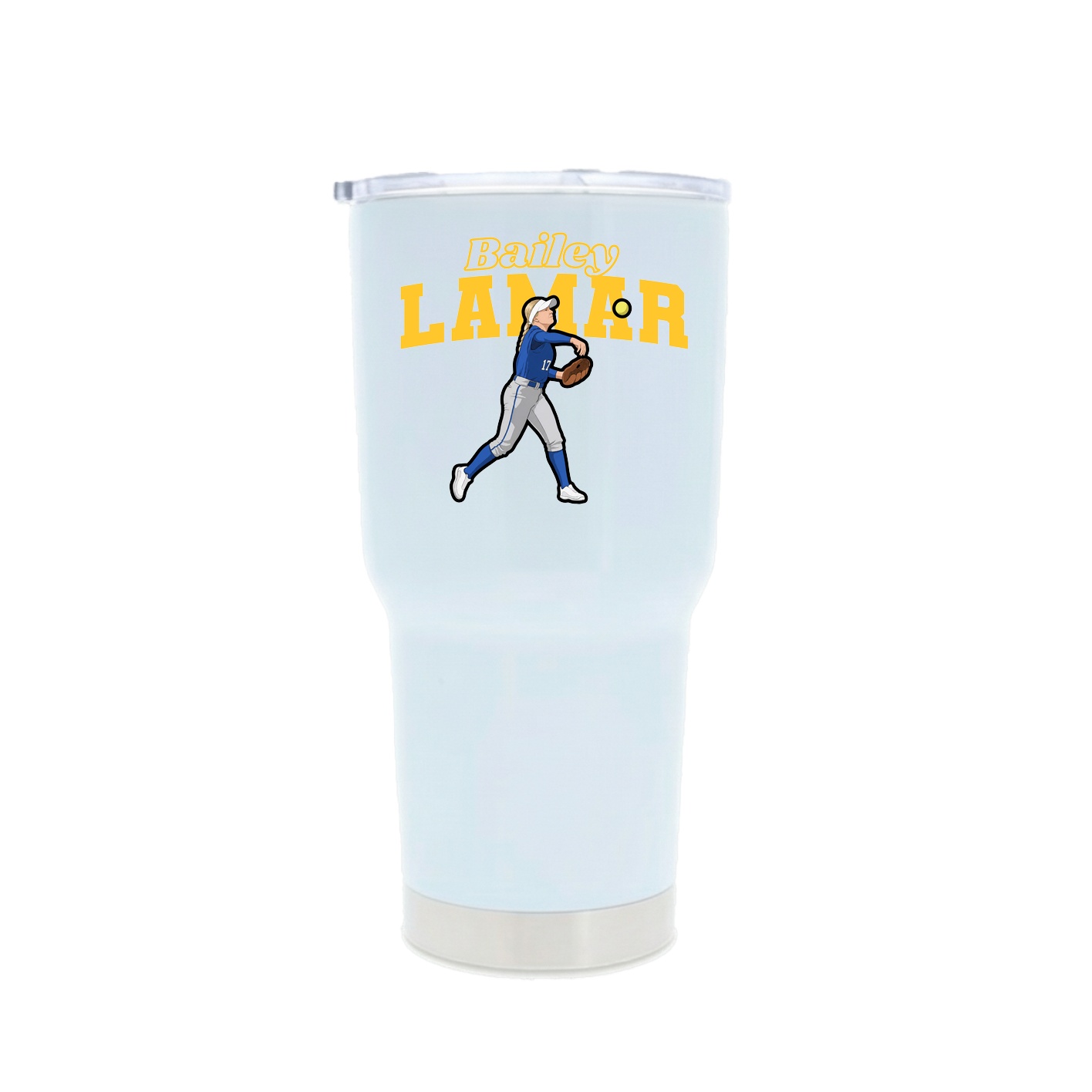 30oz Stainless Steel Tumbler — Name Arch in White