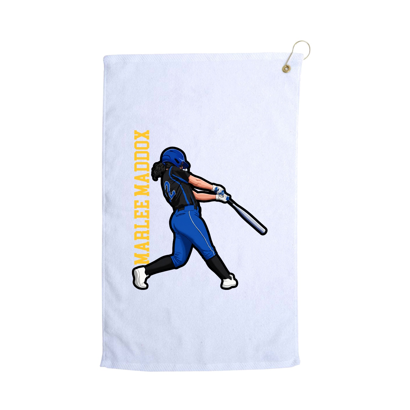Golf Towel — Name Vertical in White