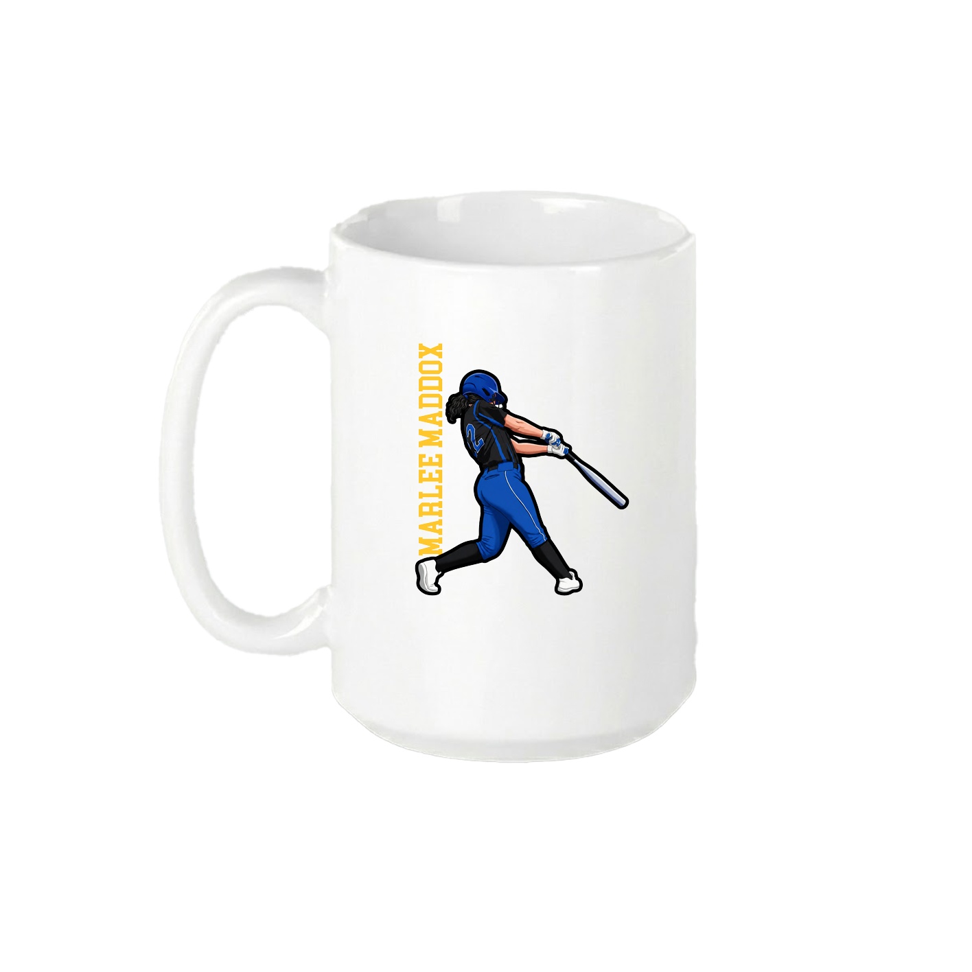 15oz Coffee Mug — Name Vertical in White
