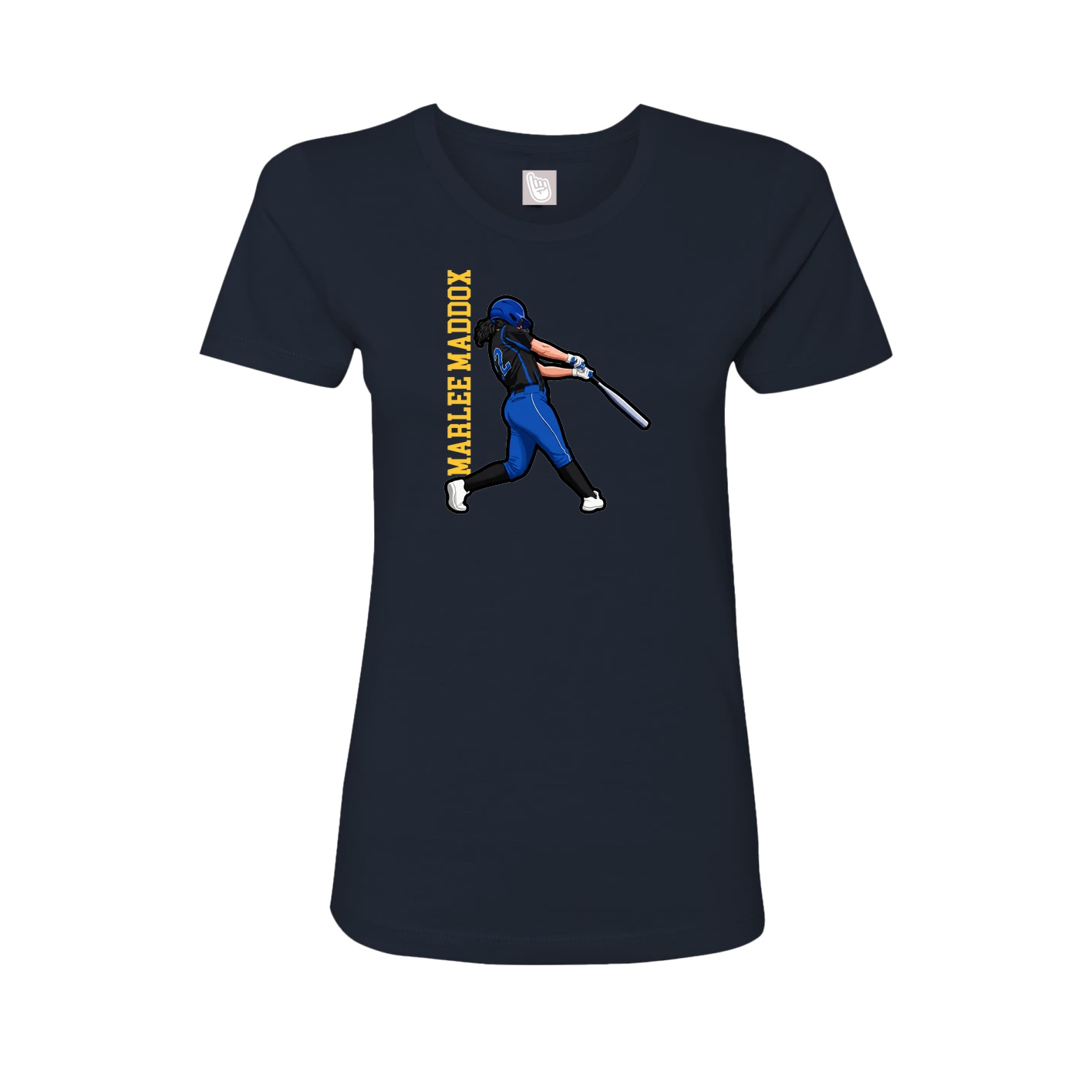 Fitted Women's Tee — Name Vertical in Navy